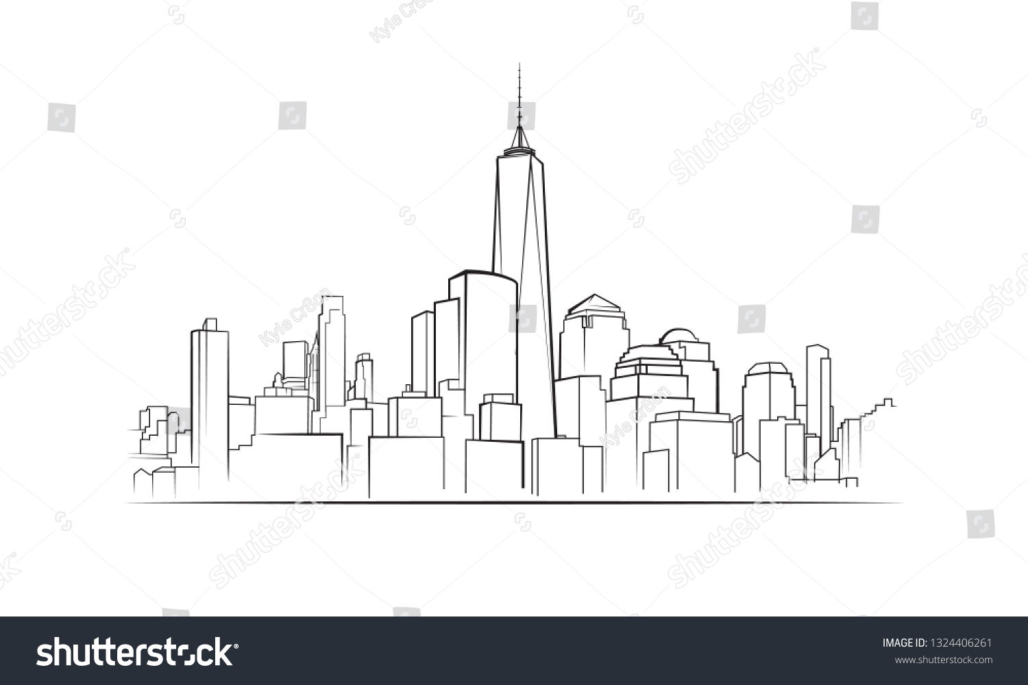 Lower Manhattan Skyline Vector Illustration Stock Vector (royalty Free 