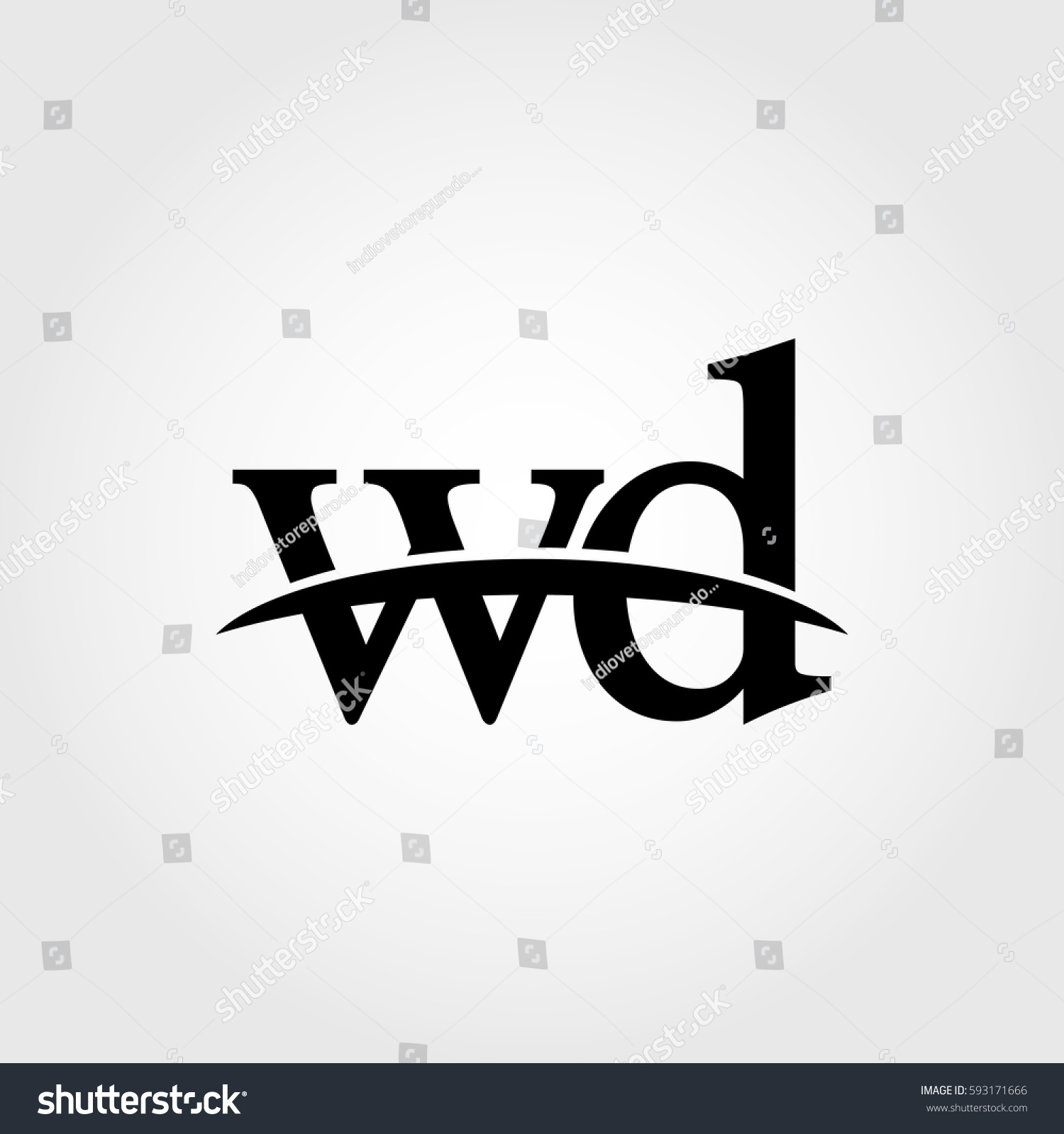 Lowercase Wd Black Logo Stock Vector Royalty Free