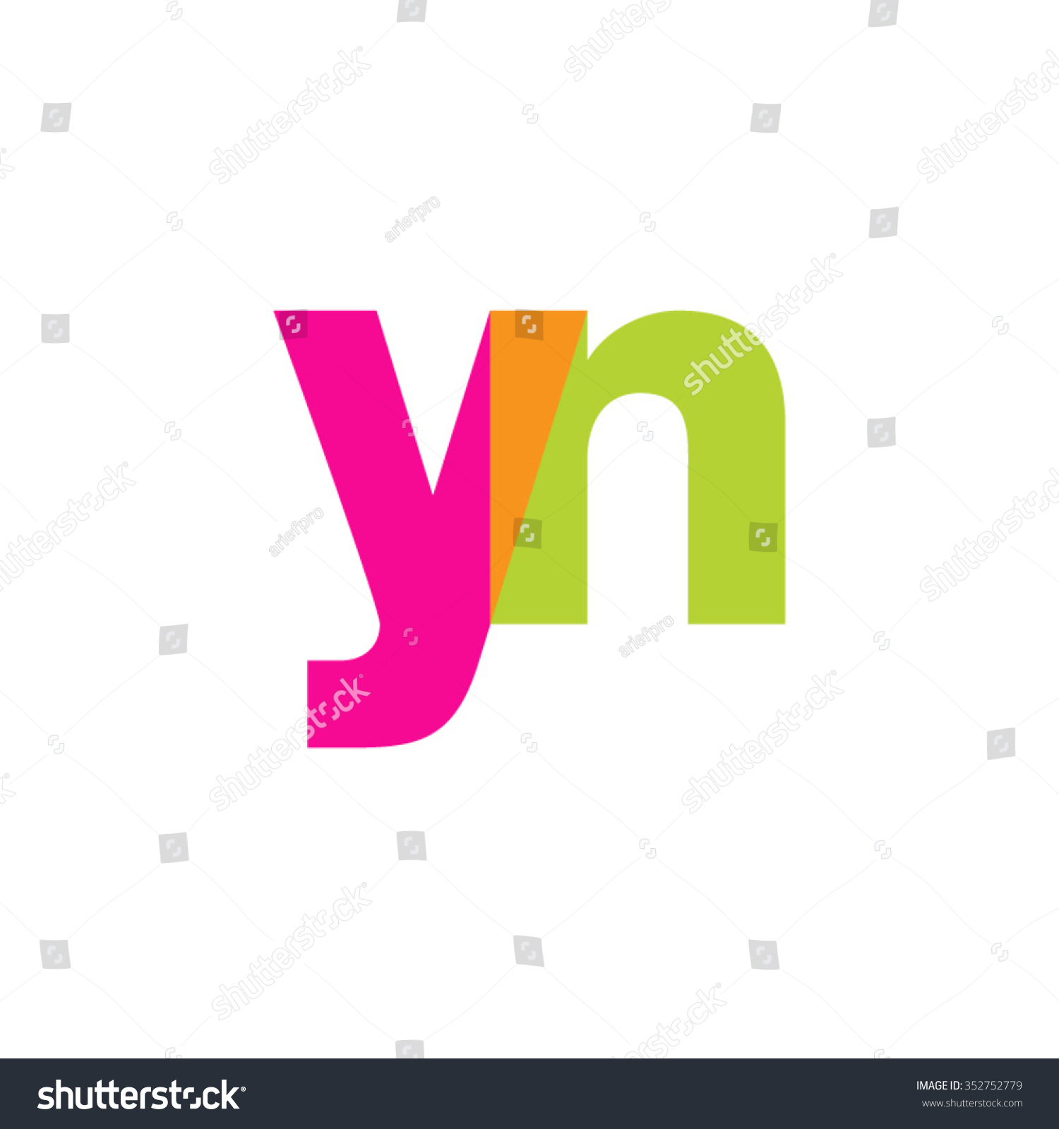 Lowercase Yn Logo Pink Green Overlap Stock Vector 352752779 - Shutterstock