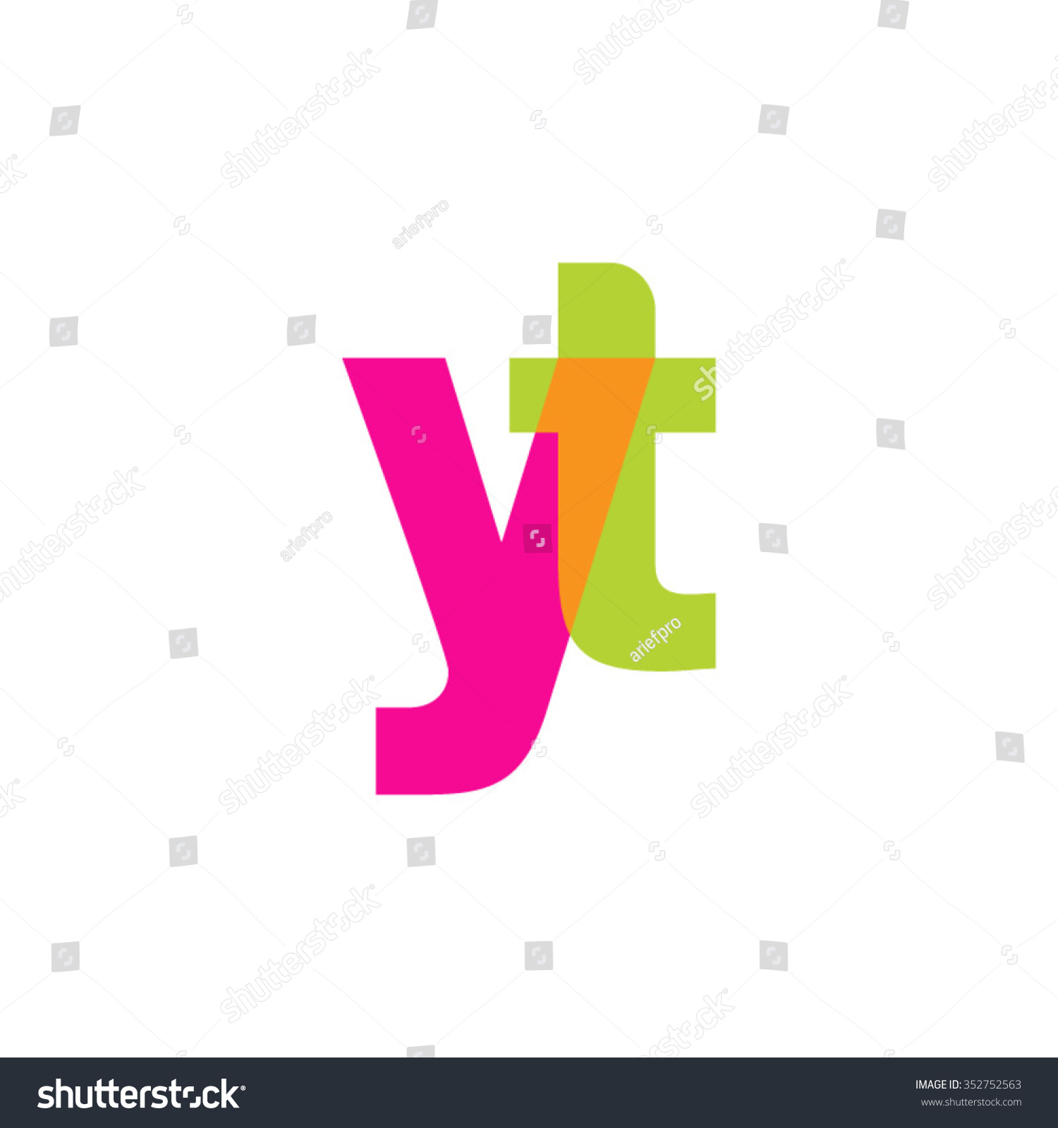 Lowercase Yt Logo Pink Green Overlap Stock Vector (royalty Free) 352752563