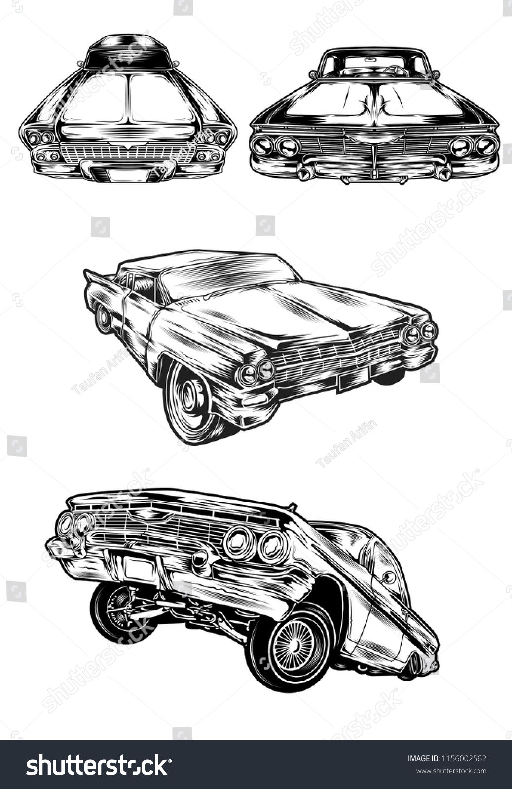 SVG of lowrider car lineart svg