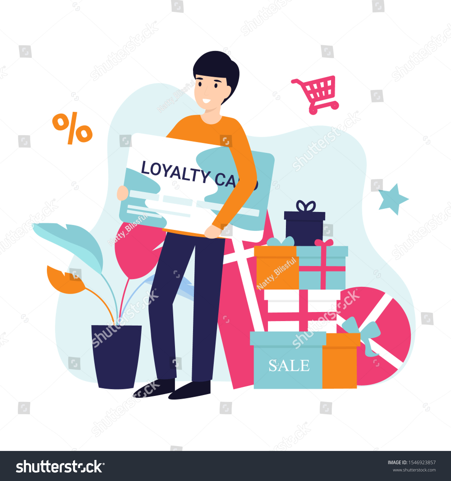 Loyalty Program Concept Character Man Card Stock Vector (Royalty Free)
