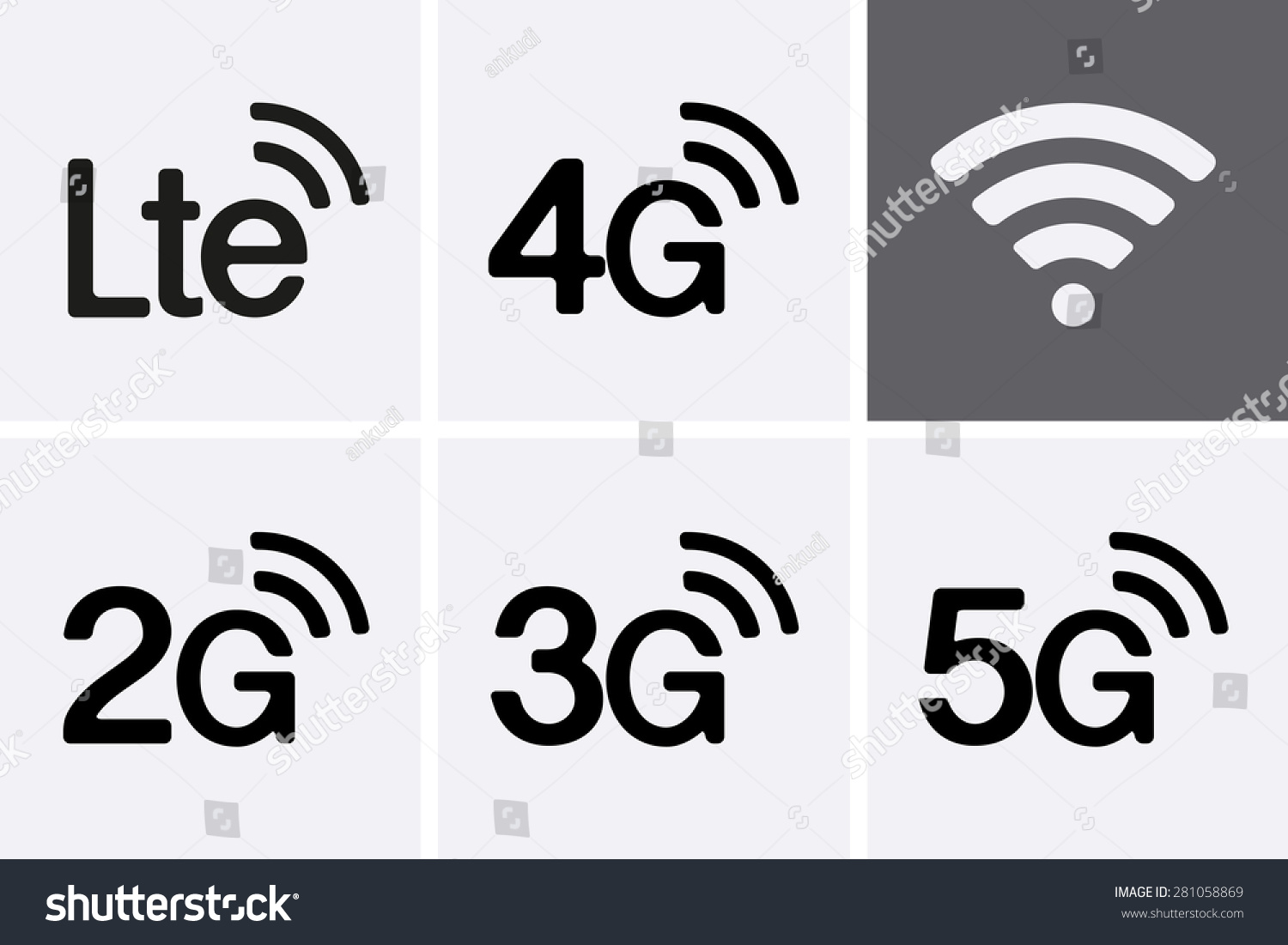 Lte 2g 3g 4g 5g Technology Stock Vector 281058869