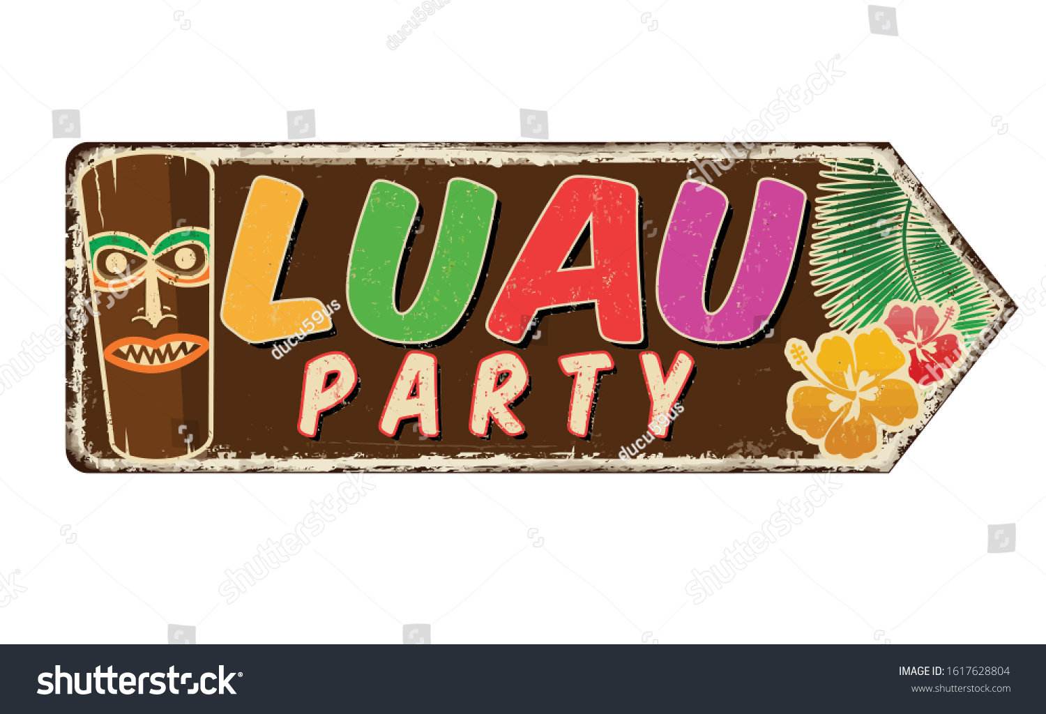 SVG of Luau party vintage rusty metal sign on a white background, vector illustration svg