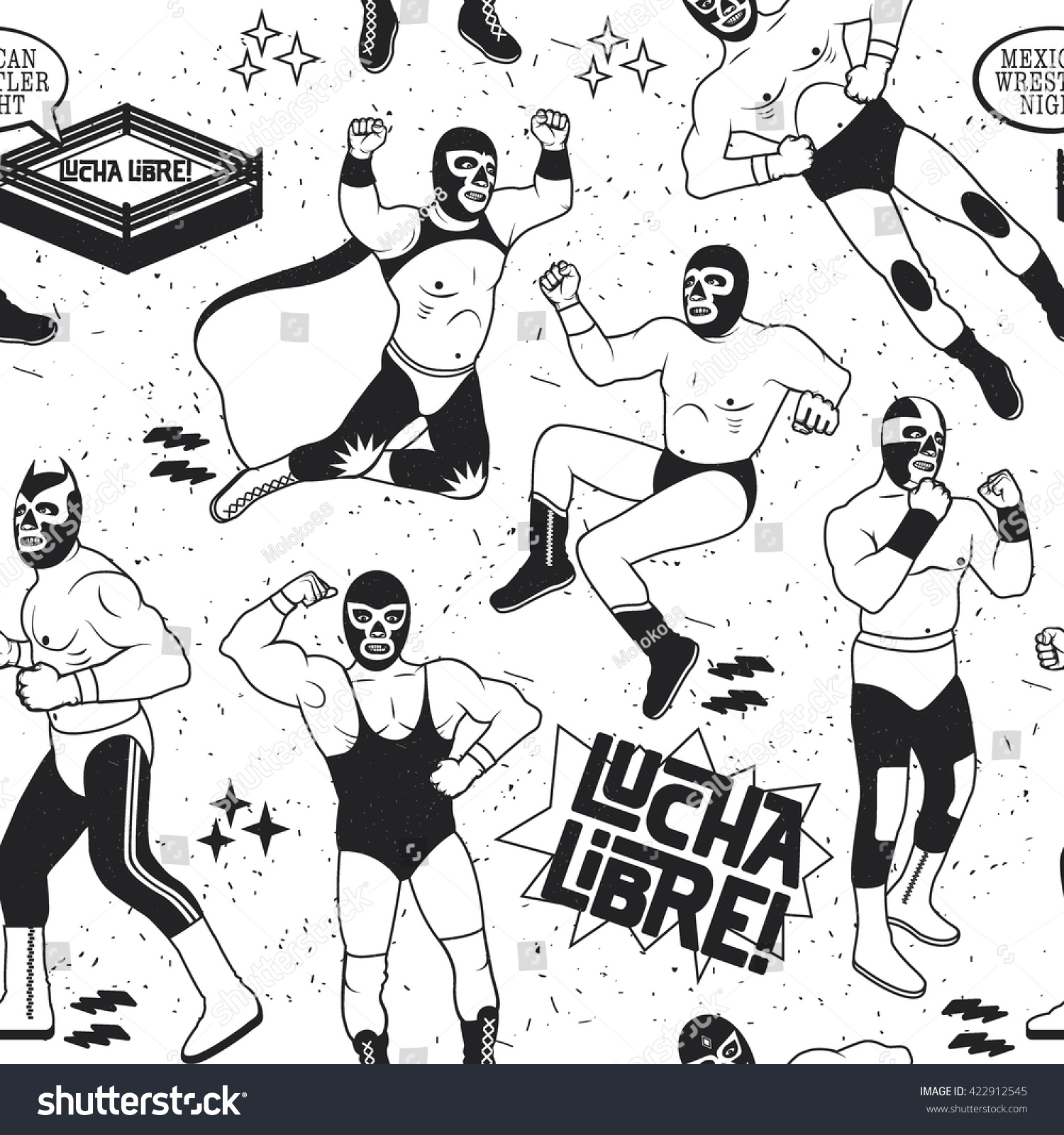 Lucha Libre Seamless Pattern Lucha Libre Stock Vector (Royalty Free ...