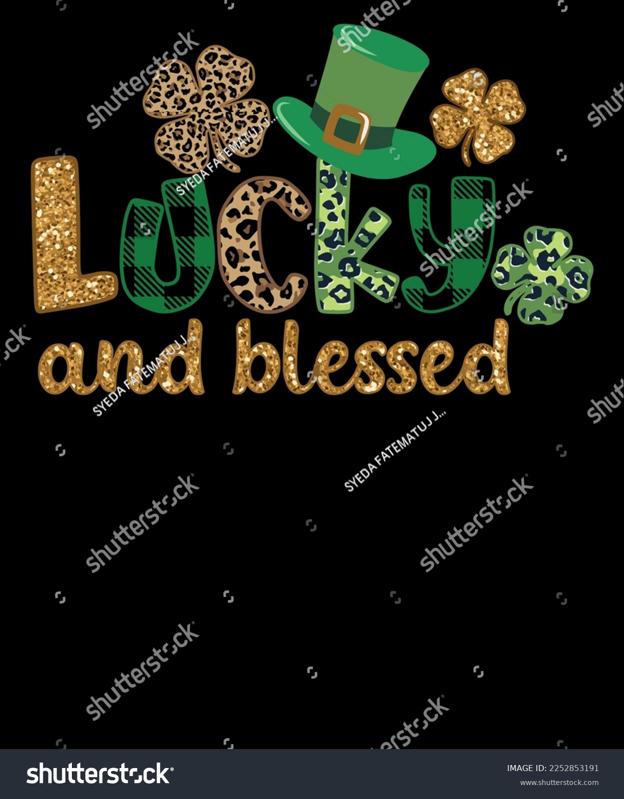 SVG of Lucky Blessed Leopard Print sublimation Irish T shirt Design svg