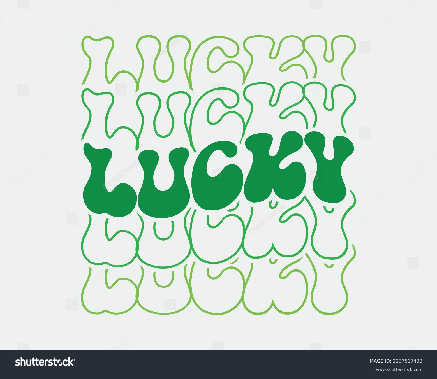 SVG of Lucky St. Patrick's day quote phrase retro wavy groovy typography sublimation on white background svg