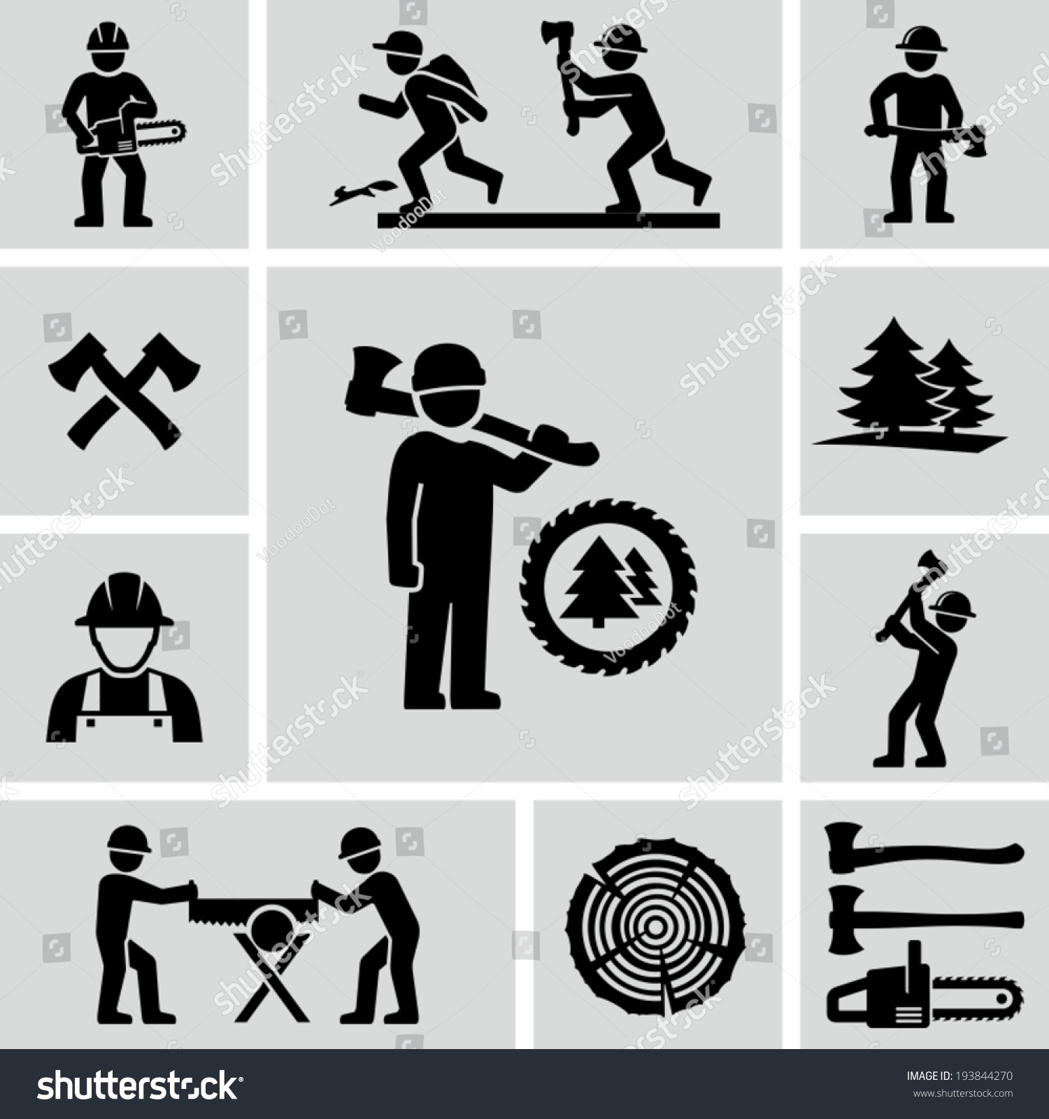 Lumberjack Icons Set Stock Vector (Royalty Free) 193844270 | Shutterstock