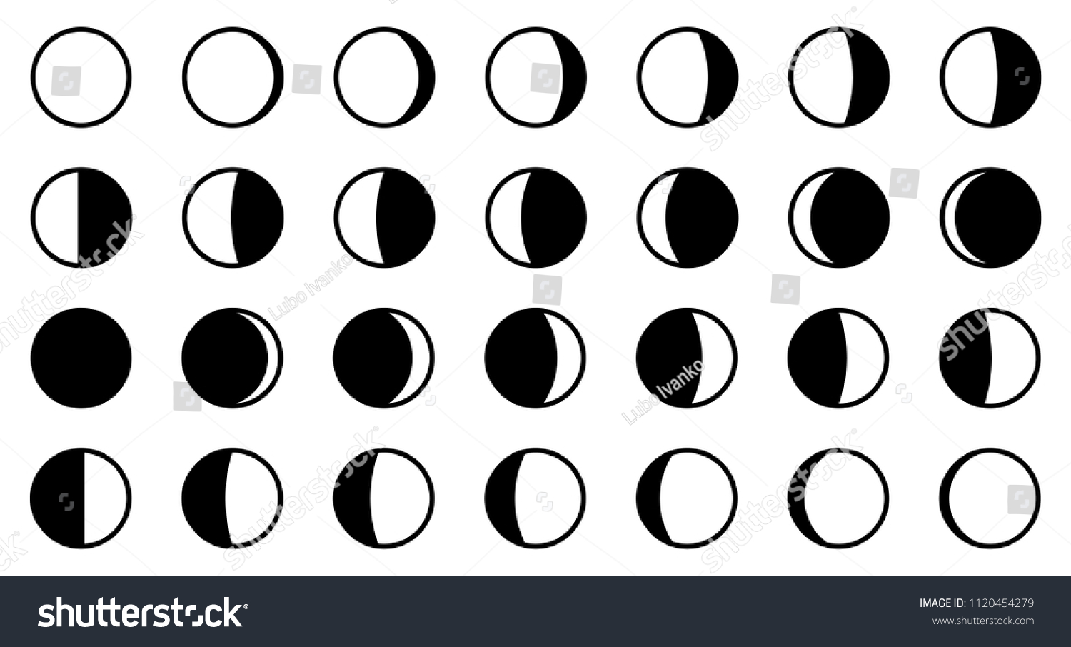 Lunar Moon Phases Cycle All 28 Stock Vector Royalty Free 1120454279 Lunar Moon Phases Cycle All 28 Stock Vector Royalty Free 1120454279