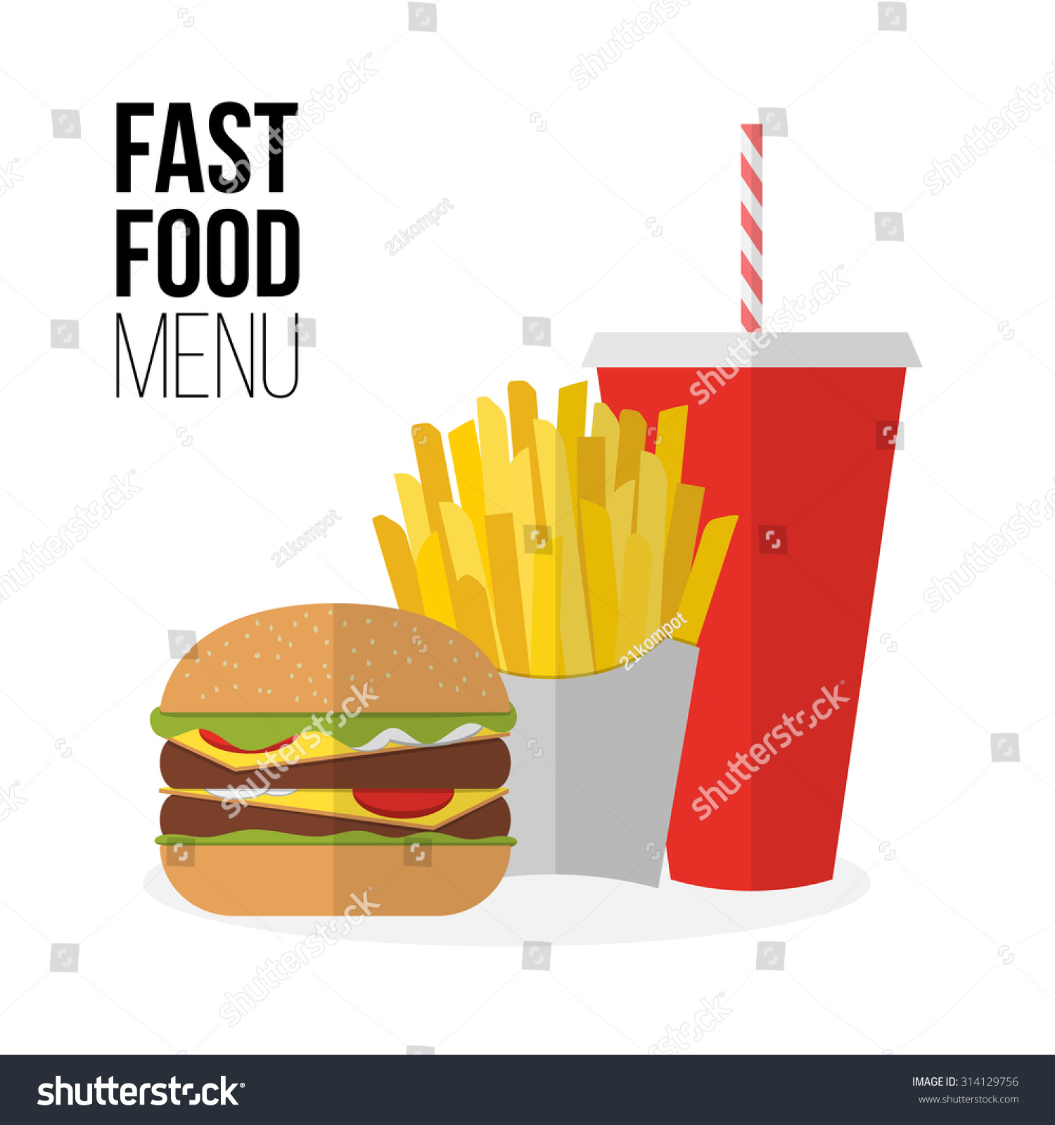 Lunch French Fries Burger Soda Takeaway Stock Vector (Royalty Free ...