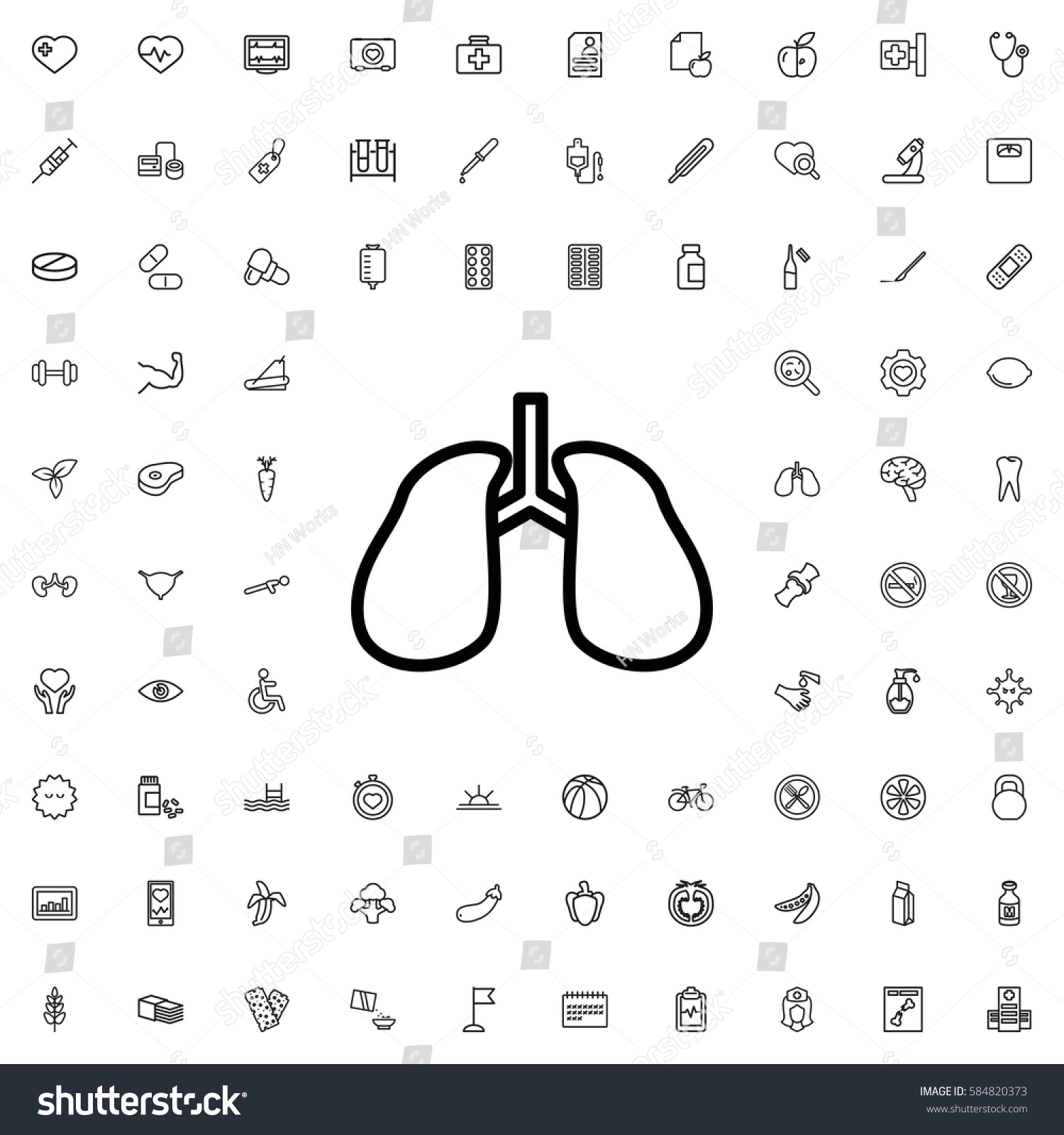 Lungs Icon Illustration Isolated Vector Sign Stock Vector 584820373 ...