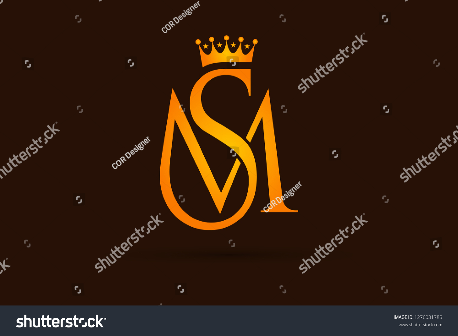 Luxurious Golden Crown Sm Logo Design Image Vectorielle De Stock Libre De Droits