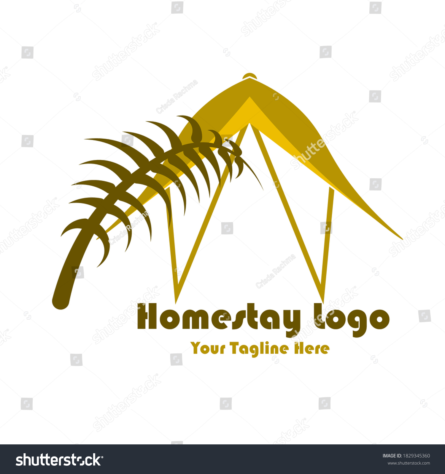 SVG of Luxurious Hotel And Homestay Logo With Shape of Building And Coconut Leaf. Floral Tropical svg