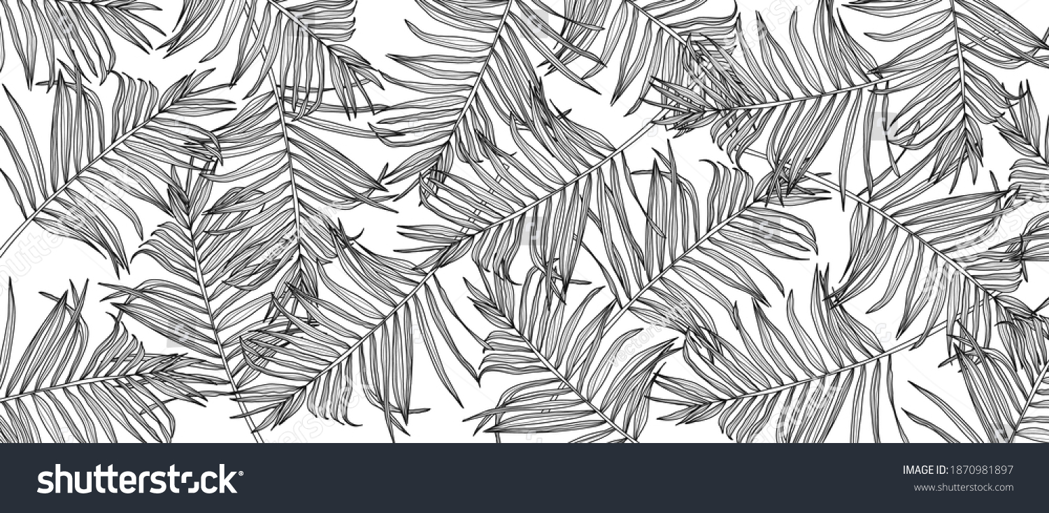 Luxury Black White Palm Leaves Background Stock Vector (Royalty Free ...