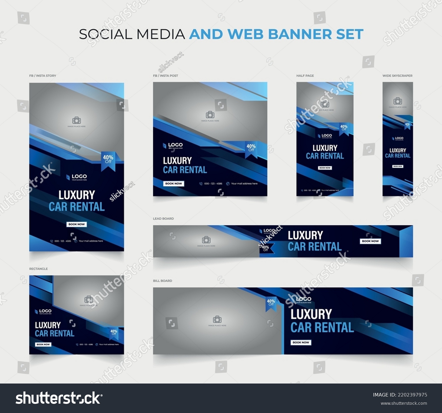 SVG of Luxury car rental social media post story and web banner template svg