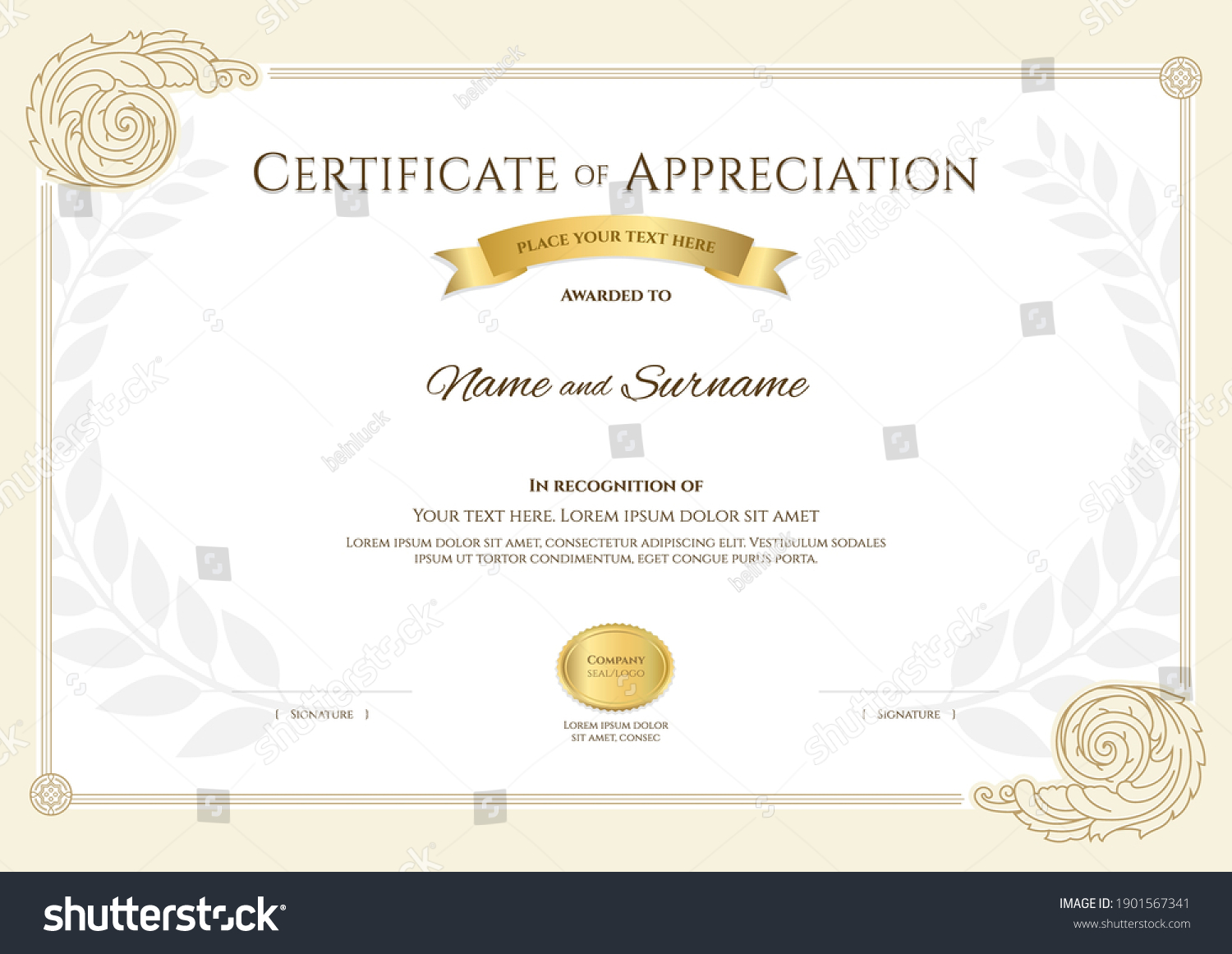Luxury Certificate Template Elegant Border Frame Stock Vector (Royalty ...