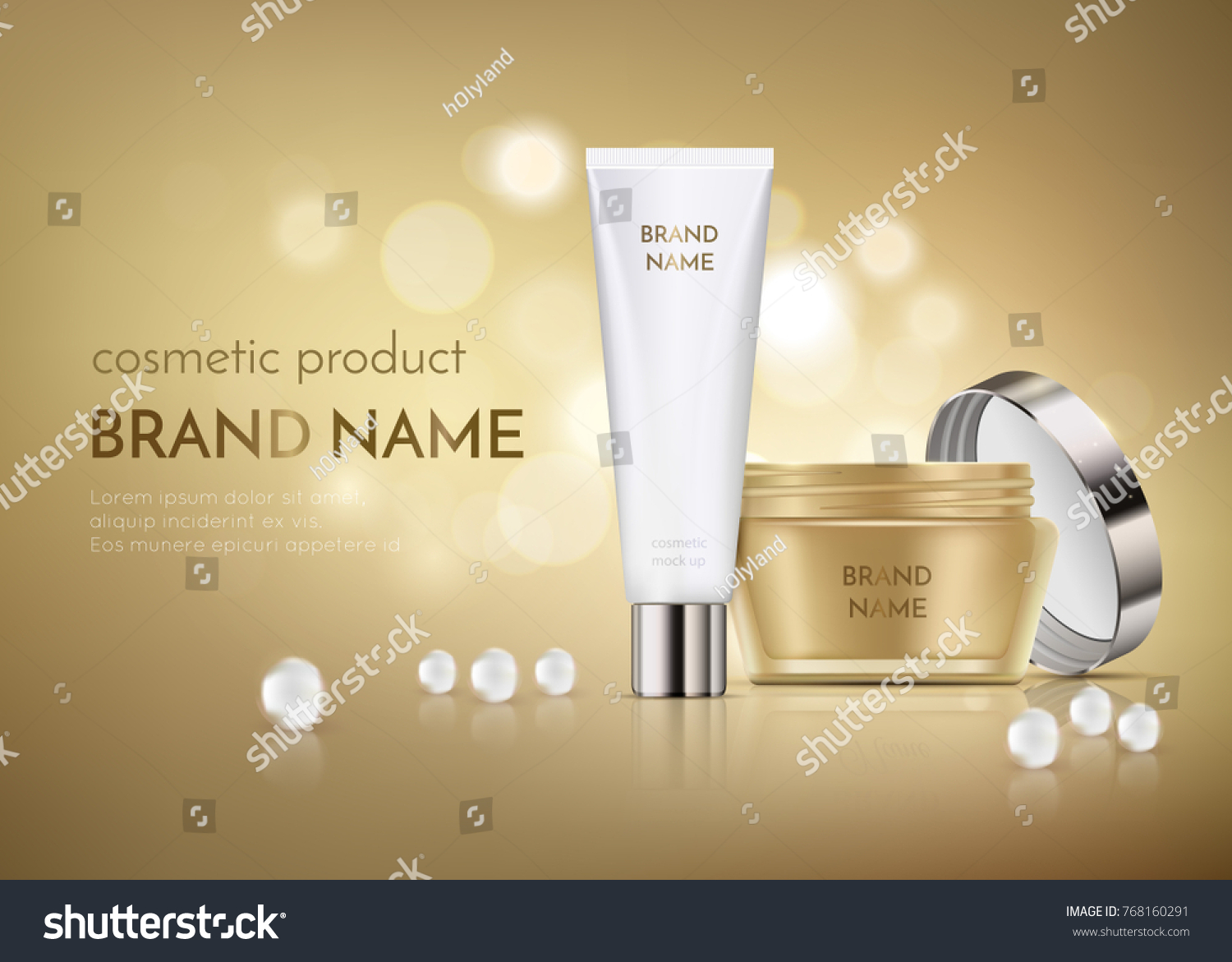 Luxury Cosmetic Templates Ads Open Golden Stock Vector (Royalty Free ...