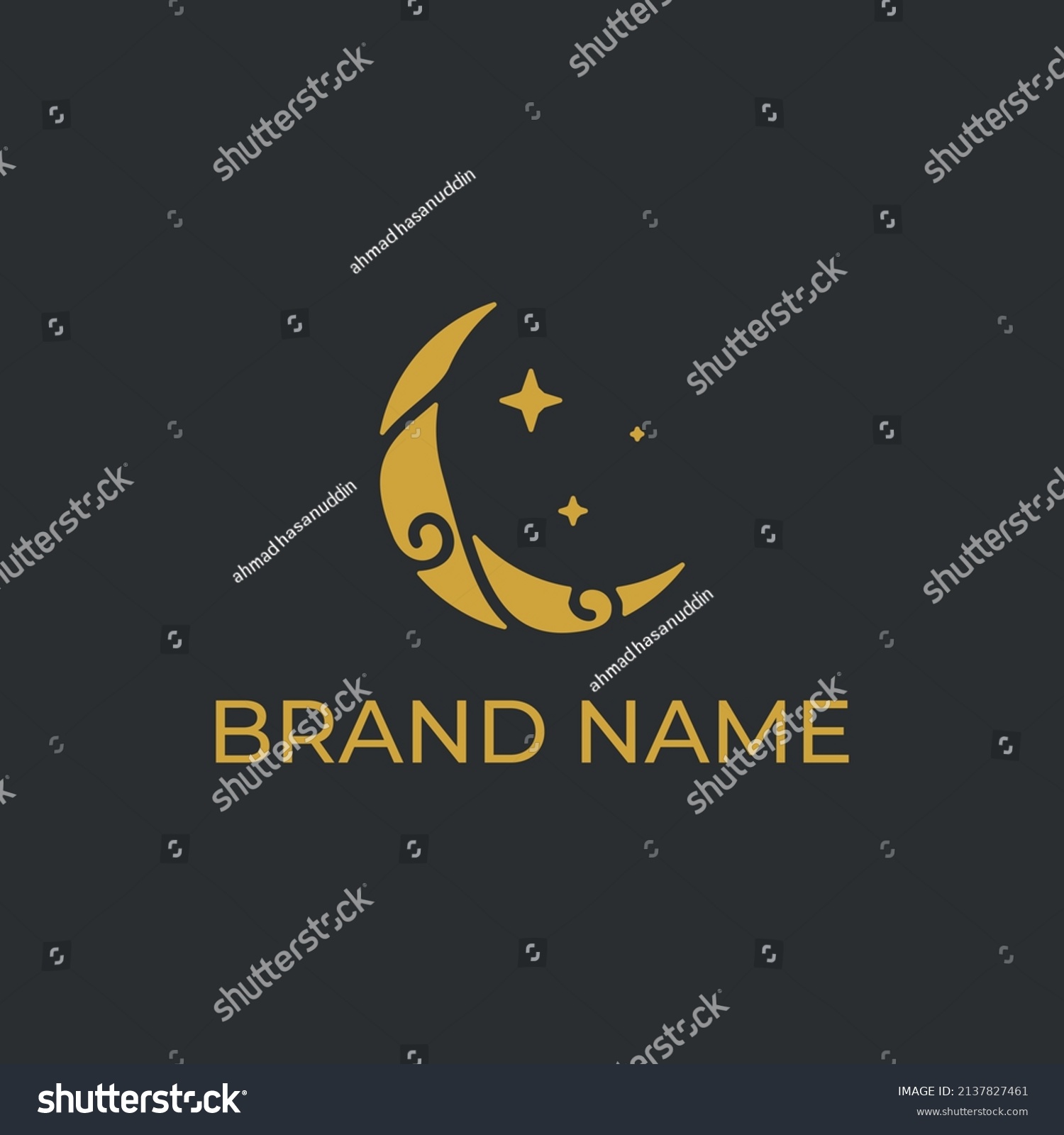 Luxury Crescent Moon Star Logo Design Stock Vector Royalty Free 2137827461 Shutterstock 