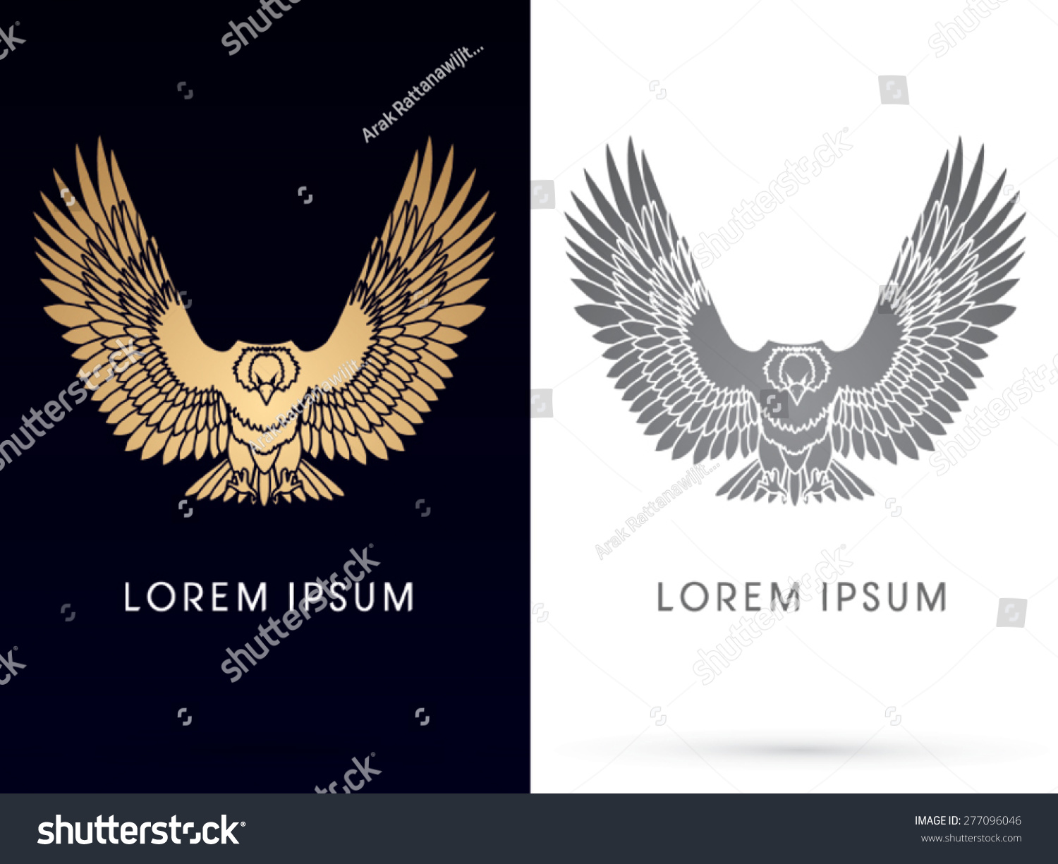 Luxury Eagle Hawk Flying Spread Wings Stock Vector Royalty