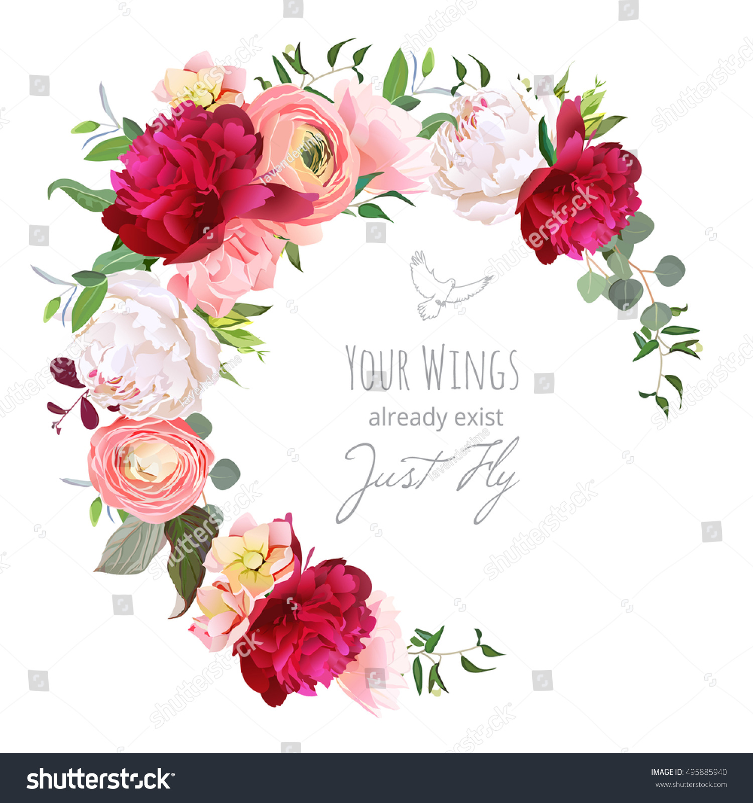 Download Luxury Floral Vector Round Frame Ranunculus Stock Vector ...