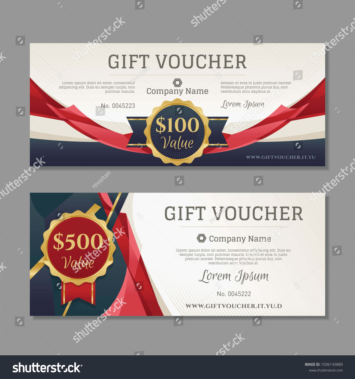 Luxury Gift Voucher Gold Red Details Stock Vector (Royalty Free ...