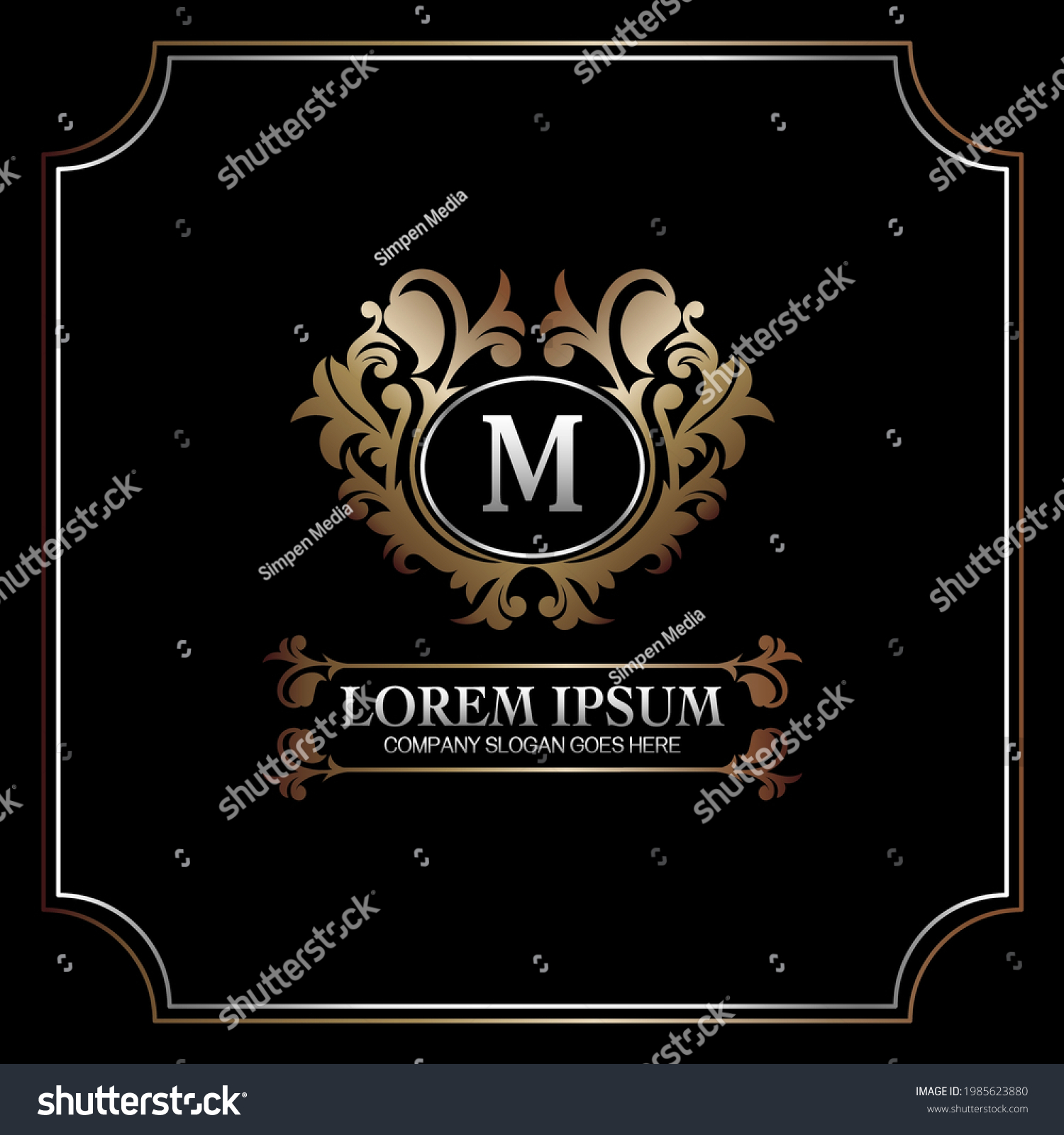 Luxury Gold Letter M Badge Logo Stock Vector (Royalty Free) 1985623880 ...