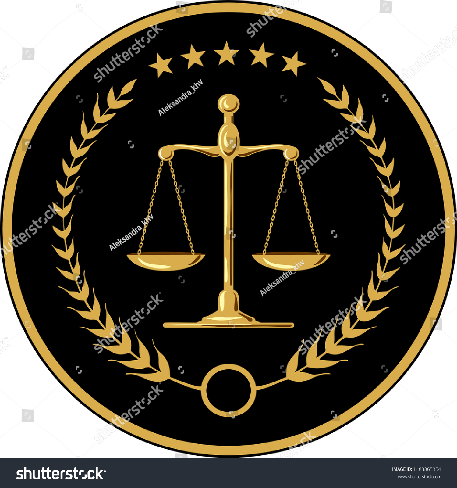 Luxury Gold Logo Court Justice Scales Stock Vector Royalty Free