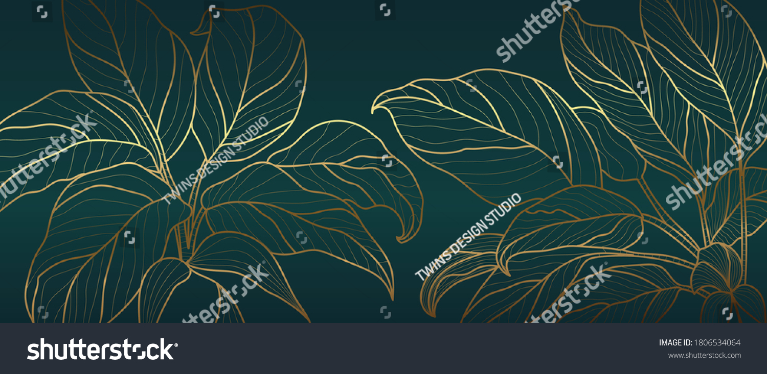 Luxury Golden Art Deco Wallpaper Nature Stock Vector (Royalty Free