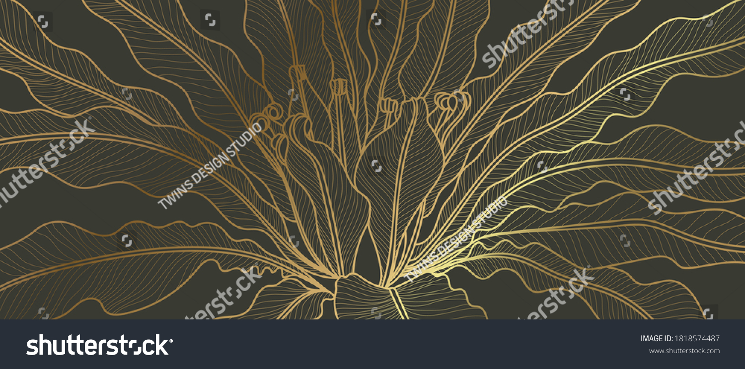 Luxury Golden Art Deco Wallpaper Nature Stock Vector (Royalty Free