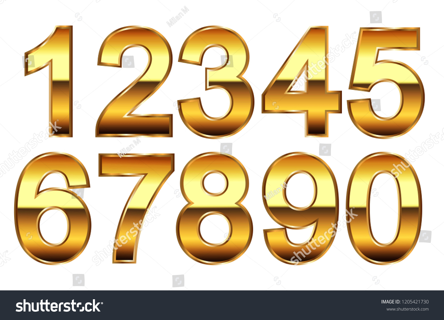 Luxury Golden Numbersvector Metallic Numbers Set Stock Vector (Royalty ...