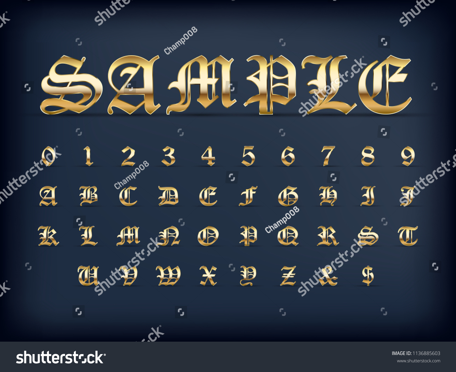 Luxury Golden Old English Alphabet Letter Stock Vector (Royalty Free ...