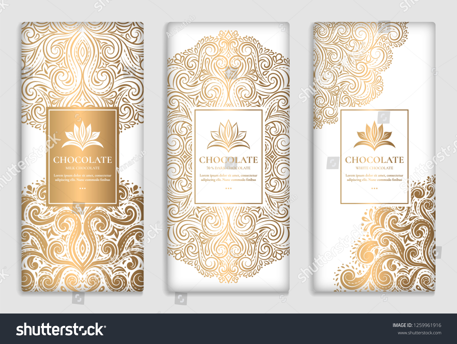 Luxury Golden Packaging Design Chocolate Bars Stock Vector (Royalty ...