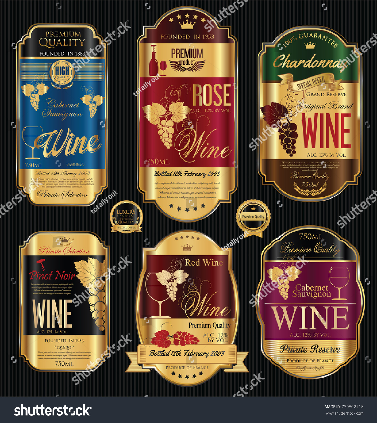 Luxury Golden Wine Labels Collection Stock Vector (Royalty Free ...