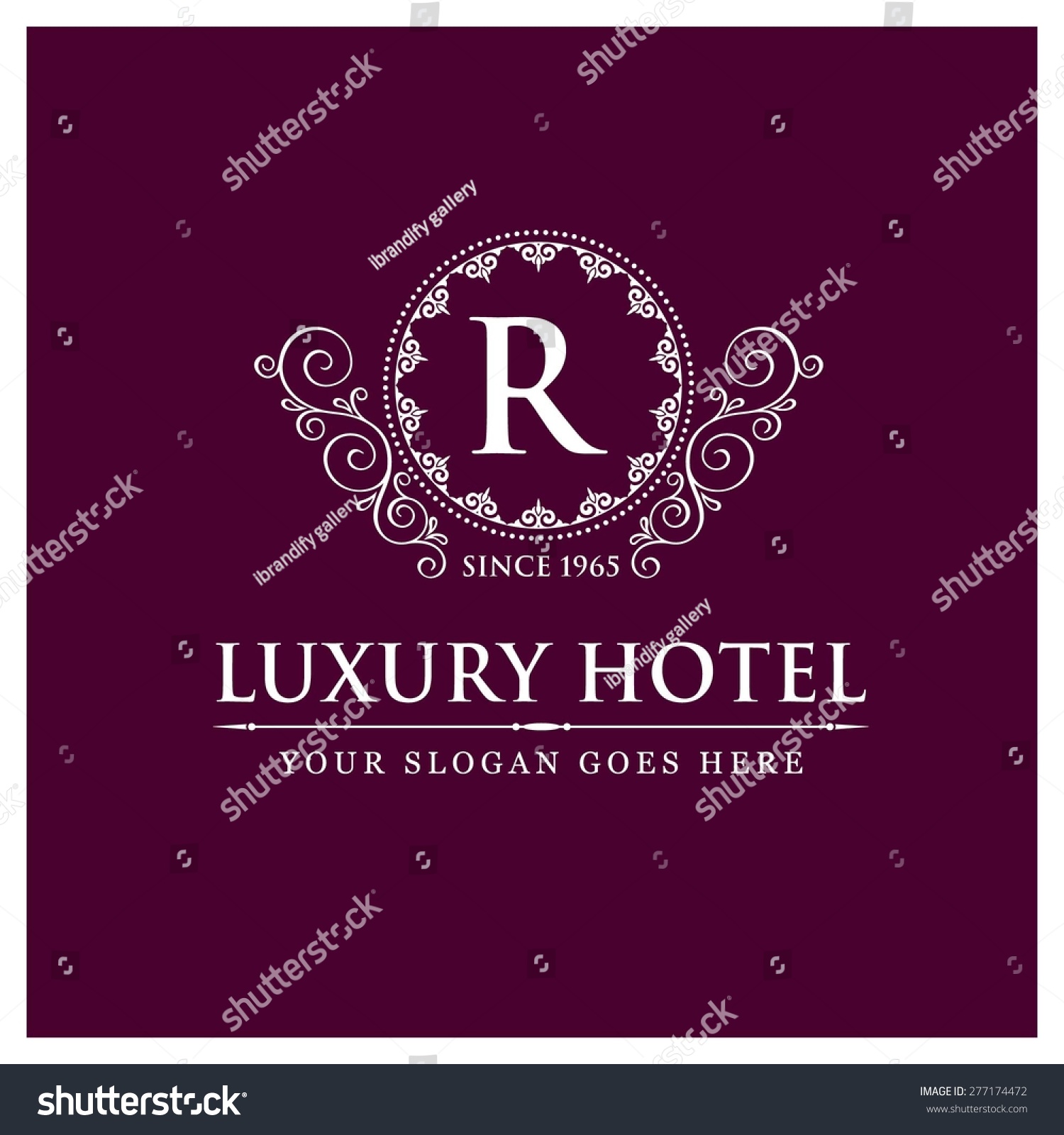 Luxury Hotel Logo Template Flourishes Calligraphic Stock Vector ...