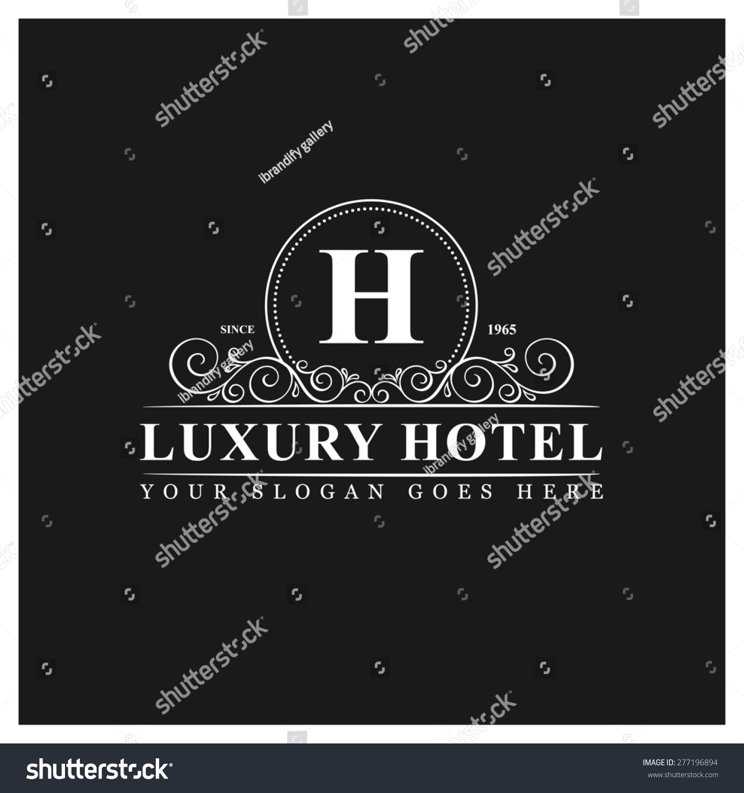 Luxury Hotel Logo Template Flourishes Calligraphic Stock Vector ...