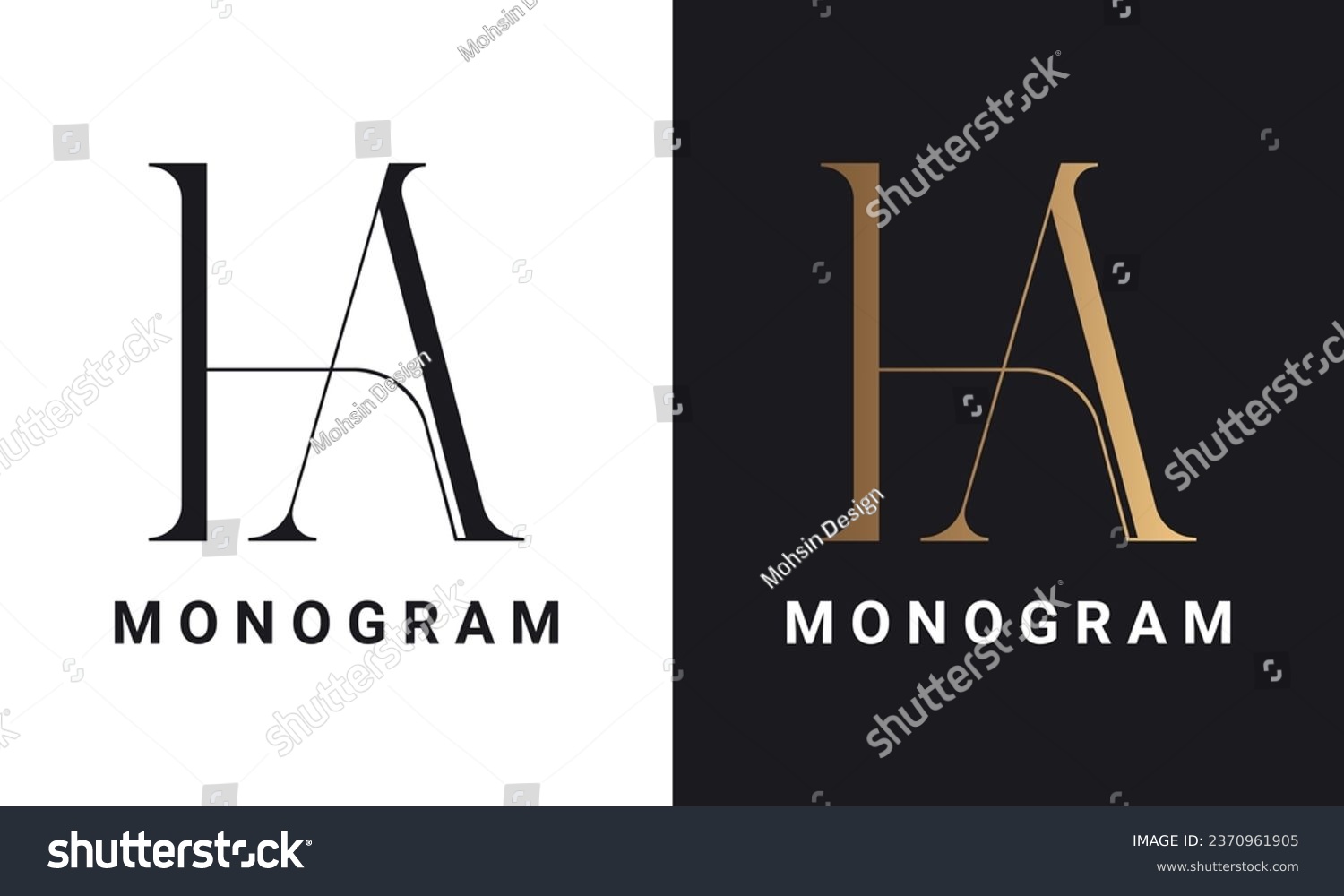 SVG of Luxury Initial HA or AH Monogram Text Letter Logo Design svg