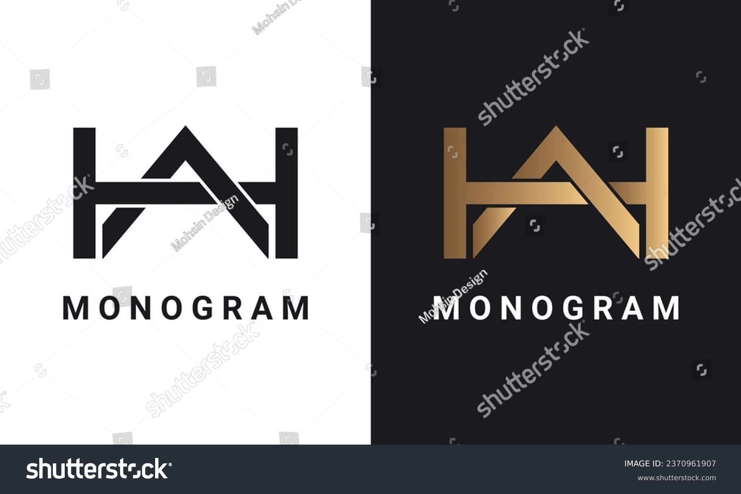SVG of Luxury Initial HA or AH Monogram Text Letter Logo Design svg