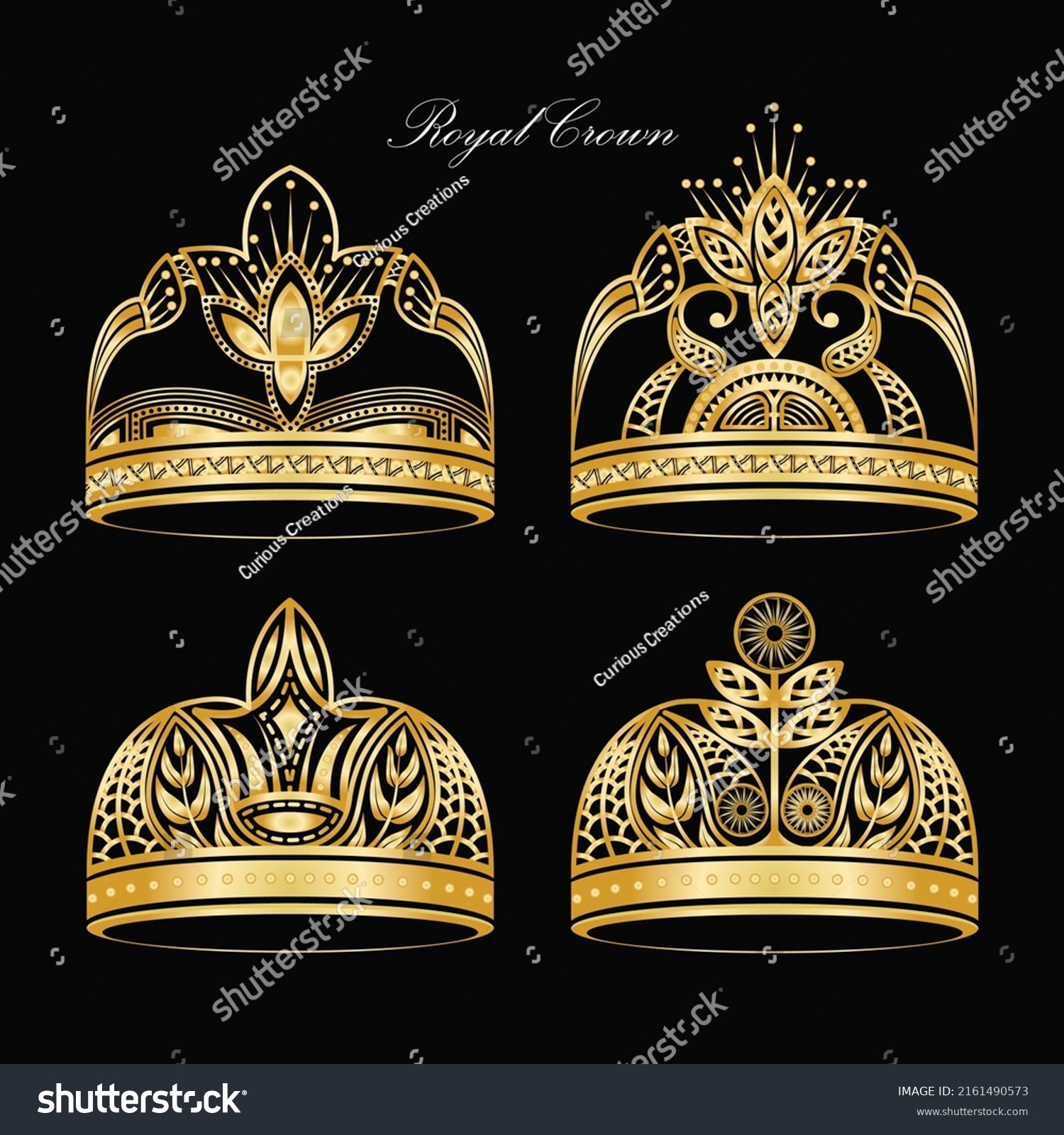 Luxury Royal Golden Crown Vector Illustrations Stock Vector Royalty Free 2161490573 Shutterstock 