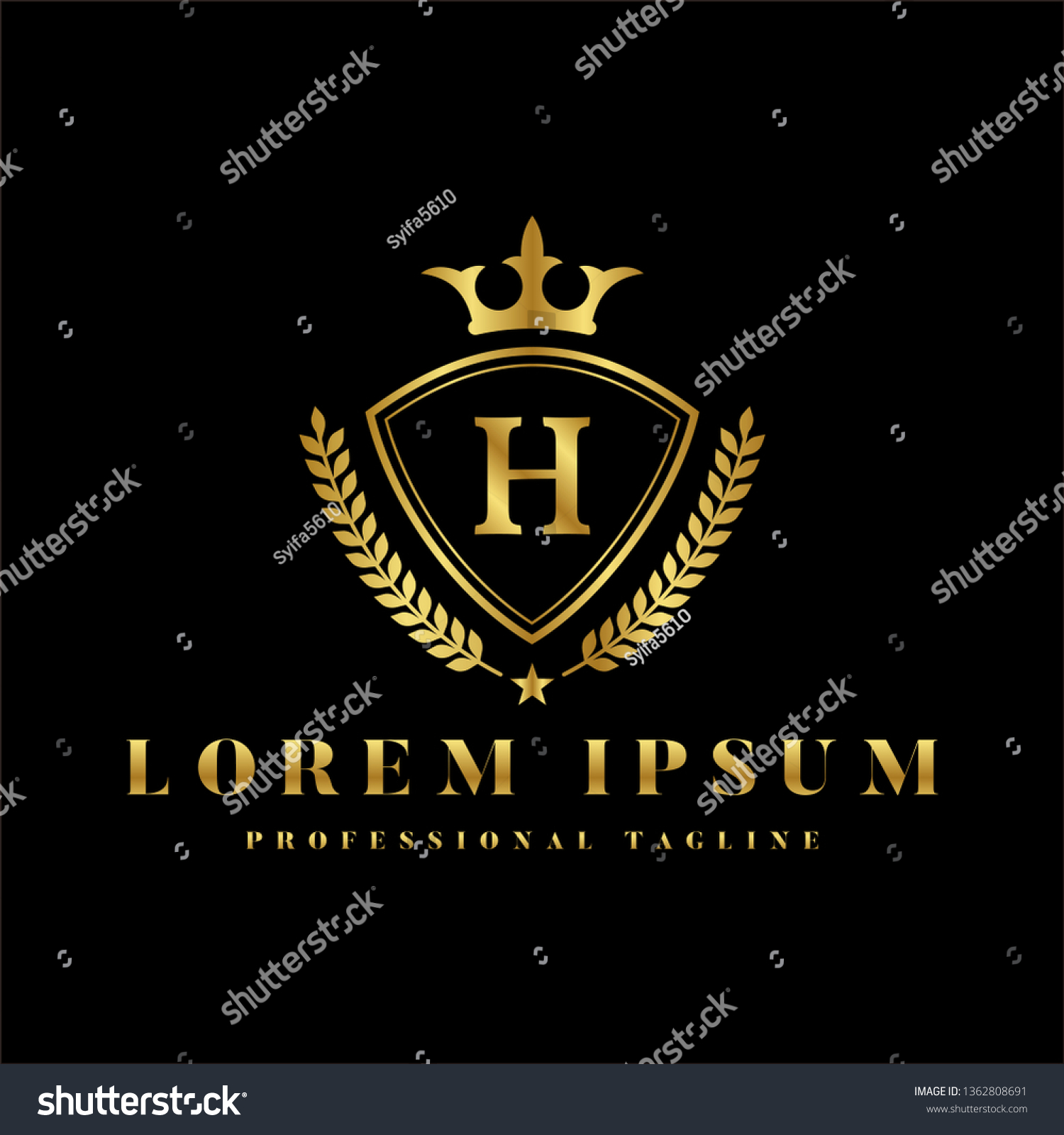 Luxury Royal Letter H Crest Gold Stock Vector (Royalty Free) 1362808691 ...