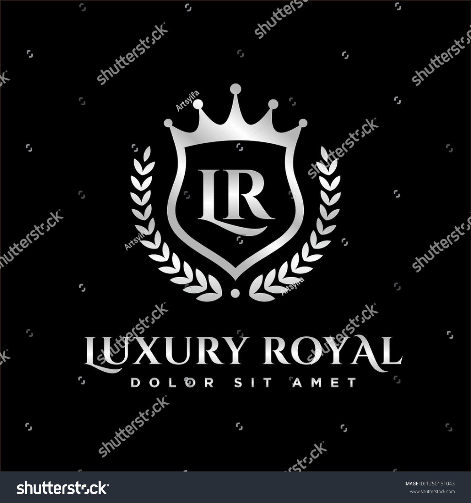 Luxury Royal Letter L R Crest Stock Vector (Royalty Free) 1250151043