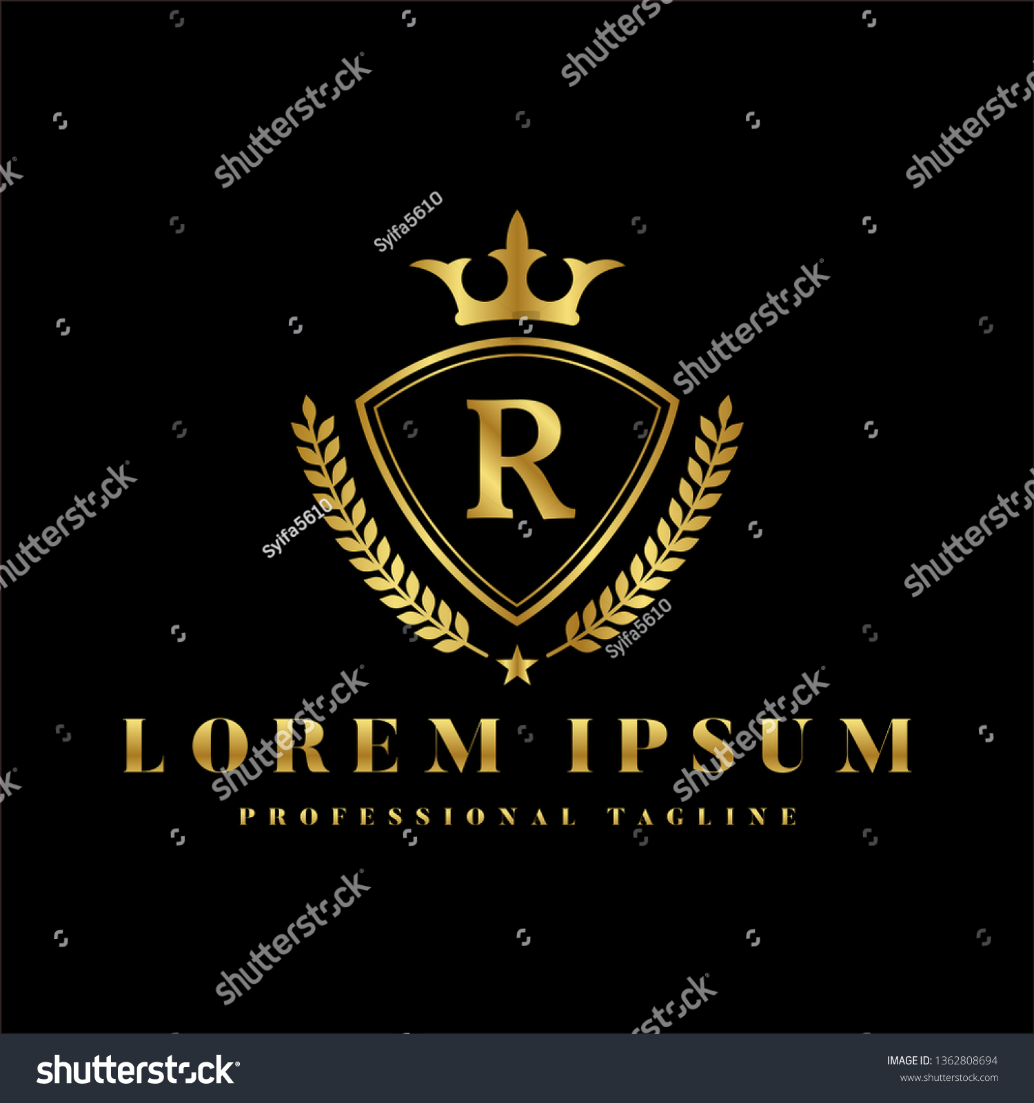 Luxury Royal Letter R Crest Gold Stock Vector (Royalty Free) 1362808694 ...