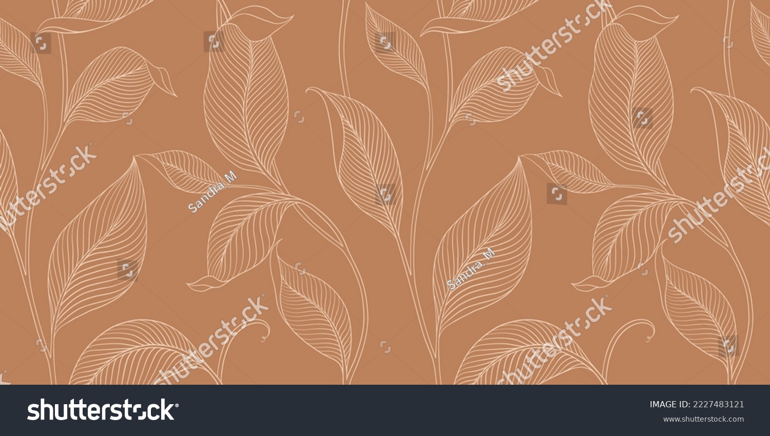 SVG of Luxury seamless pattern with striped leaves. Elegant floral background in minimalistic linear style. Trendy line art design element. Vector illustration. svg