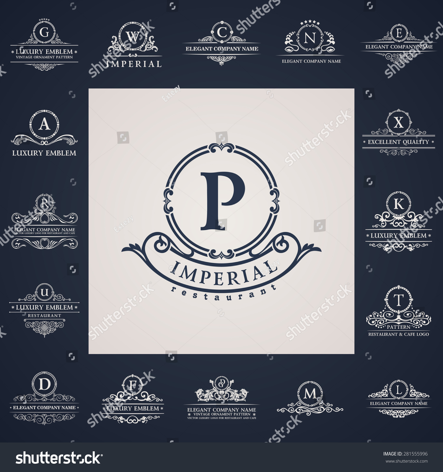 Luxury Vintage Logo Set Calligraphic Letter Stock Vector Royalty Free