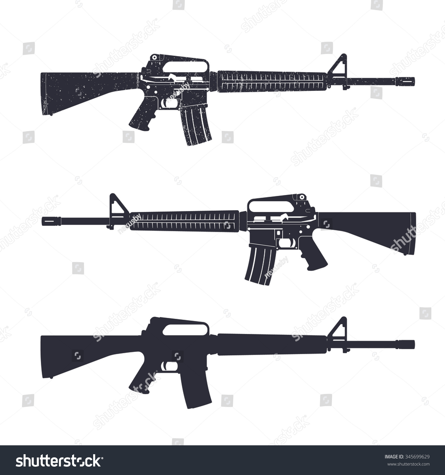 M16アサルトライフル 5 56 Mm自動銃 ベクターイラスト のベクター画像素材 ロイヤリティフリー