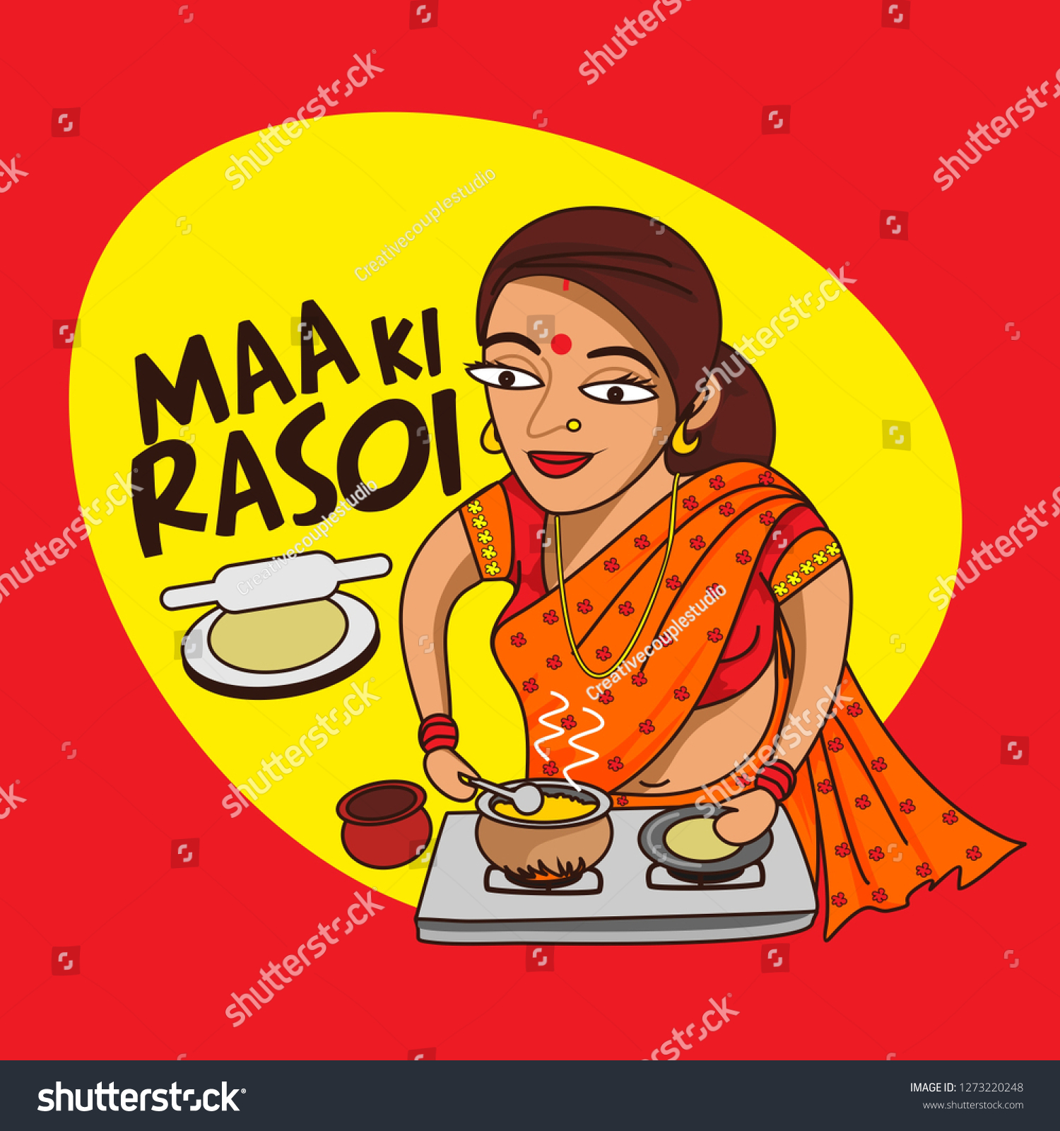 Maa Ki Rasoi Indian Mothers Kitchen Stock Vector Royalty Free 1273220248