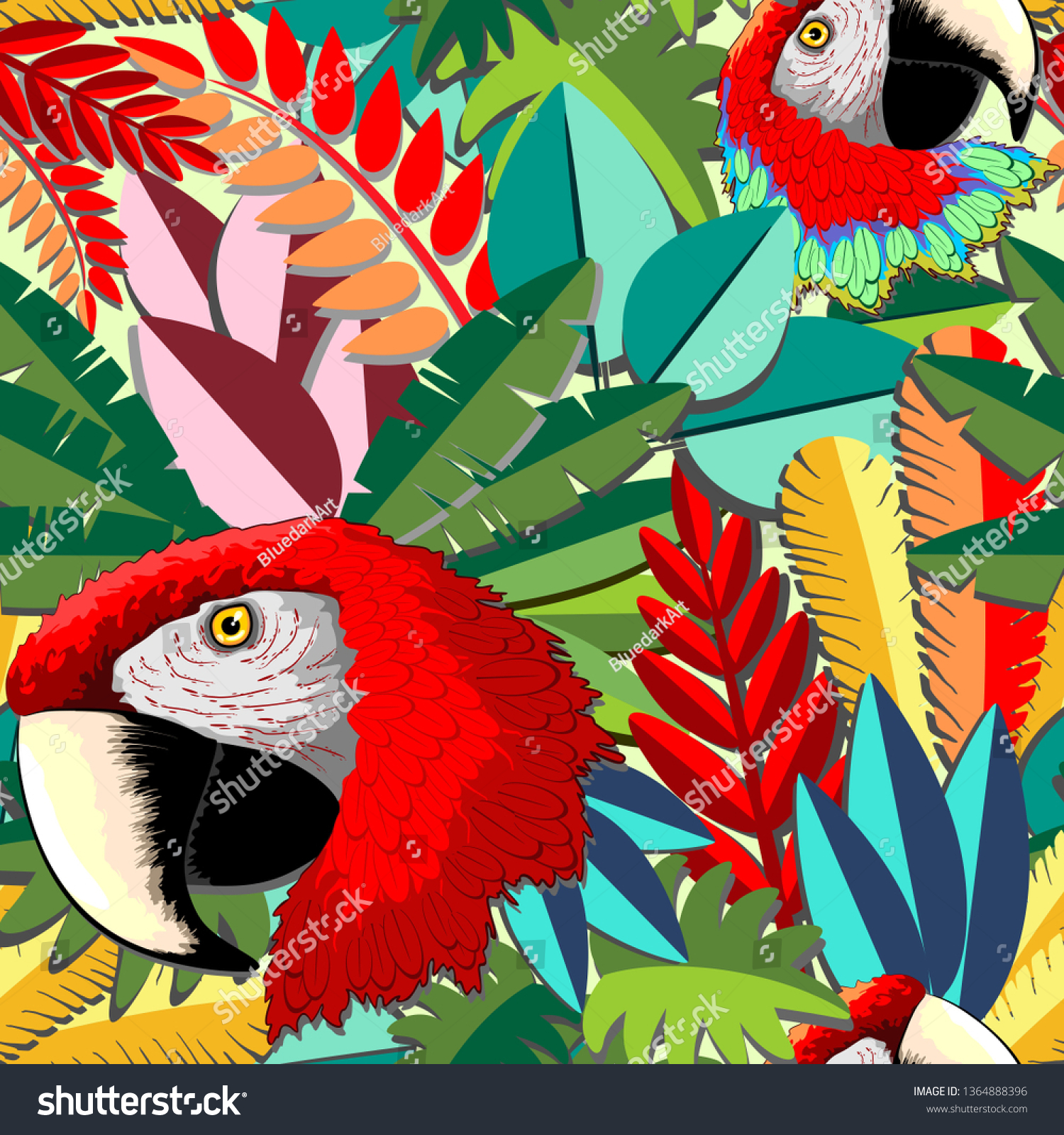 Macaw Parrot Arara Paper Craft Vector Stock Vector Royalty Free 1364888396
