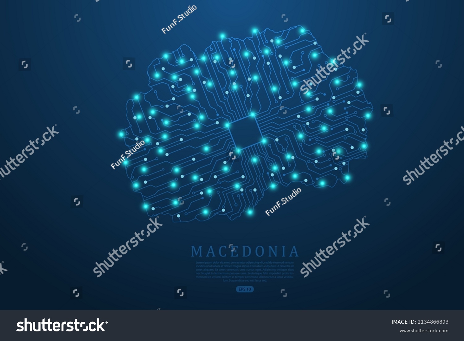 Macedonia Map World Map Vector Template Stock Vector Royalty Free   Stock Vector Macedonia Map World Map Vector Template With Abstract Futuristic Circuit Board Illustration Or 2134866893 