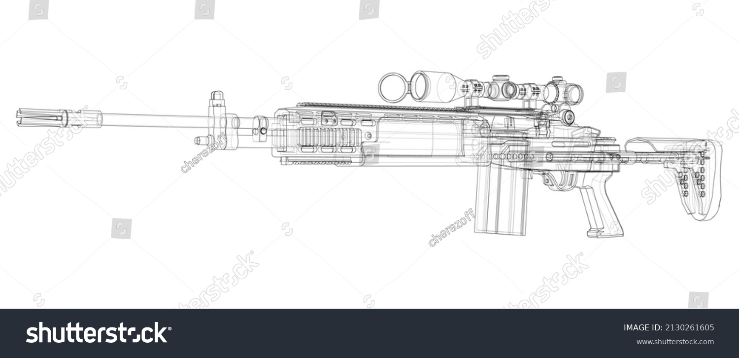 Machine Gun Vector Rendering 3d Wireframe Stock Vector (Royalty Free ...