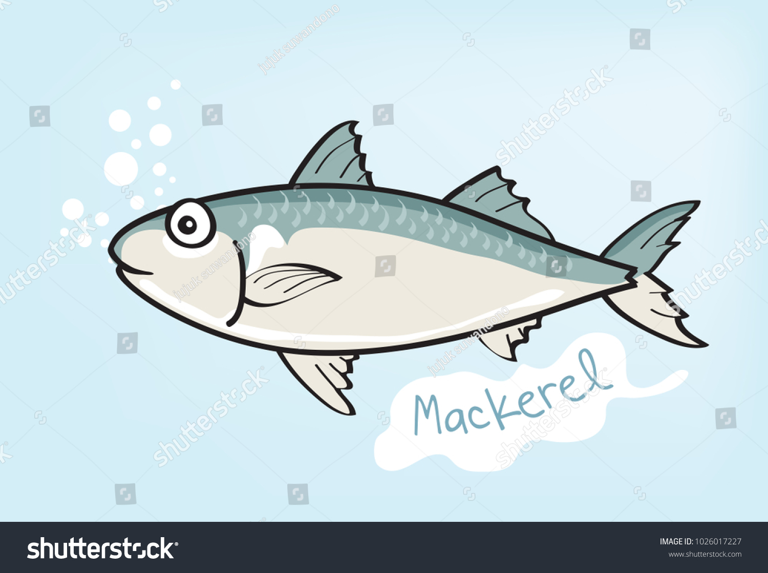 Mackerel Cute Cartoon Vector 库存矢量图 免版税