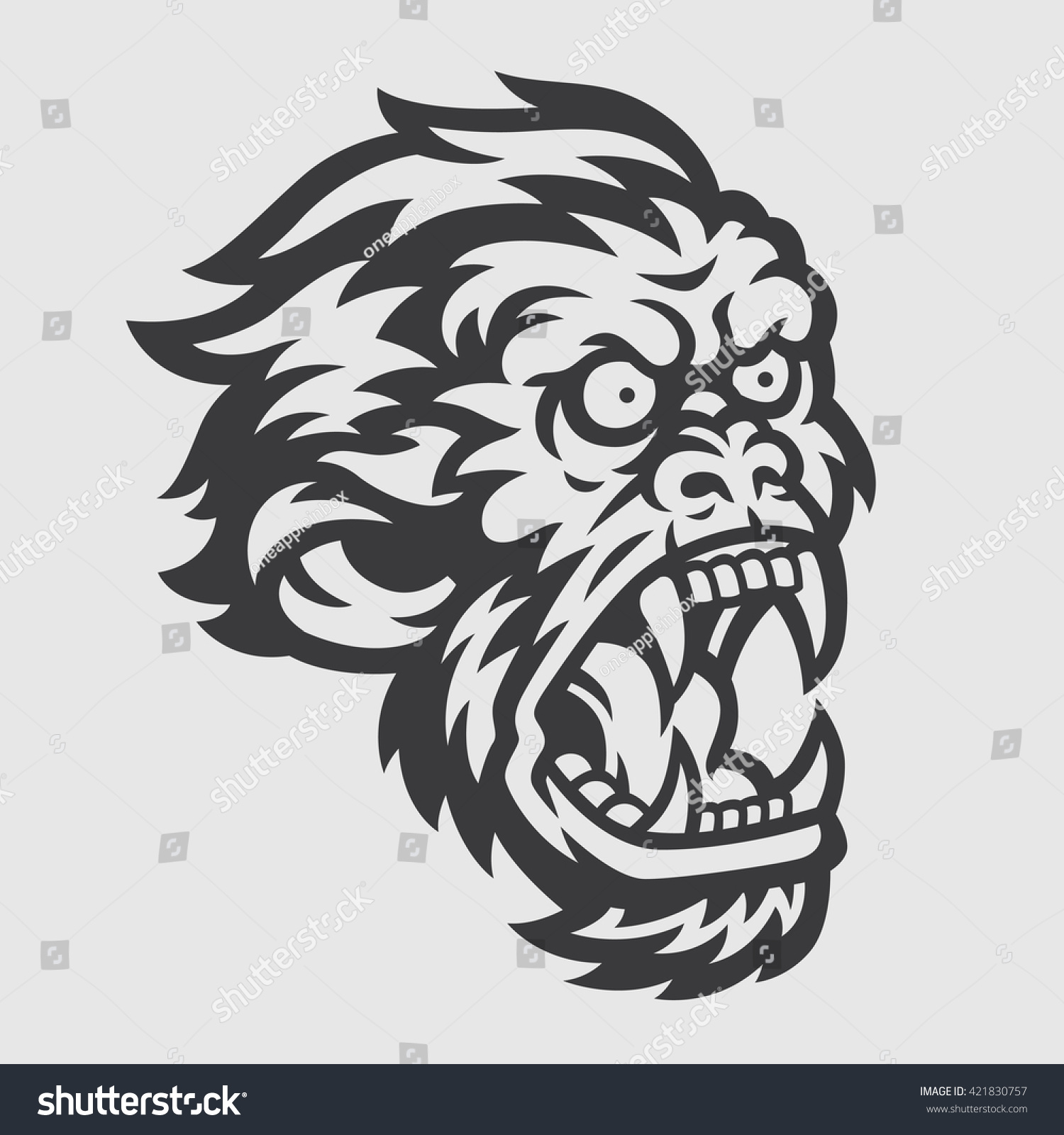 Mad Angry Ape Chimpanzee Head Logo Mascot Emblem Stock Vector ...